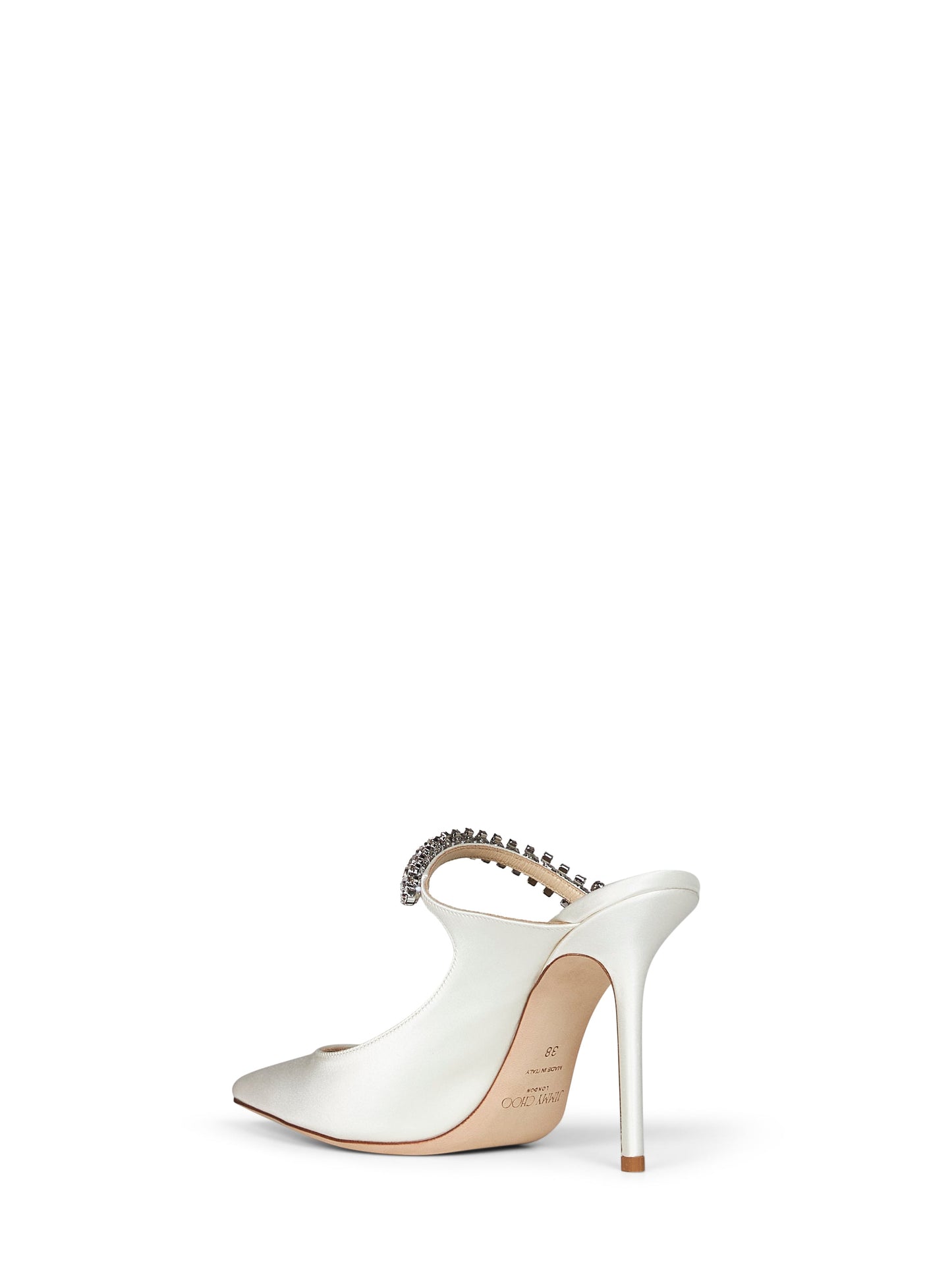 Jimmy Choo Women Ivory Crystal-Embellished Satin Bing 100 Mules JIMMY CHOO