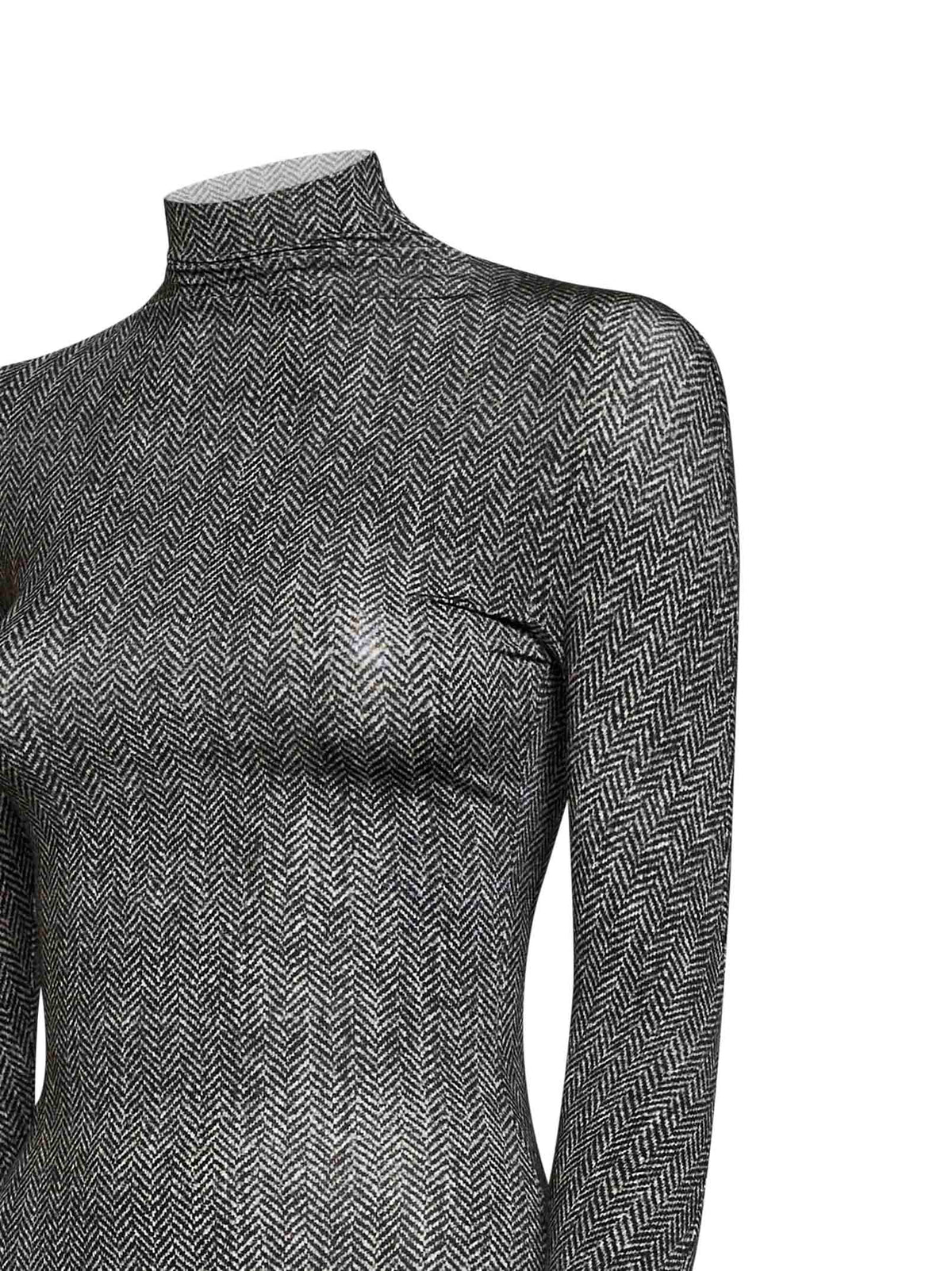 Maison Margiela Women Dark Grey Chevron Technical Jersey Seamless Bodysuit MAISON MARGIELA