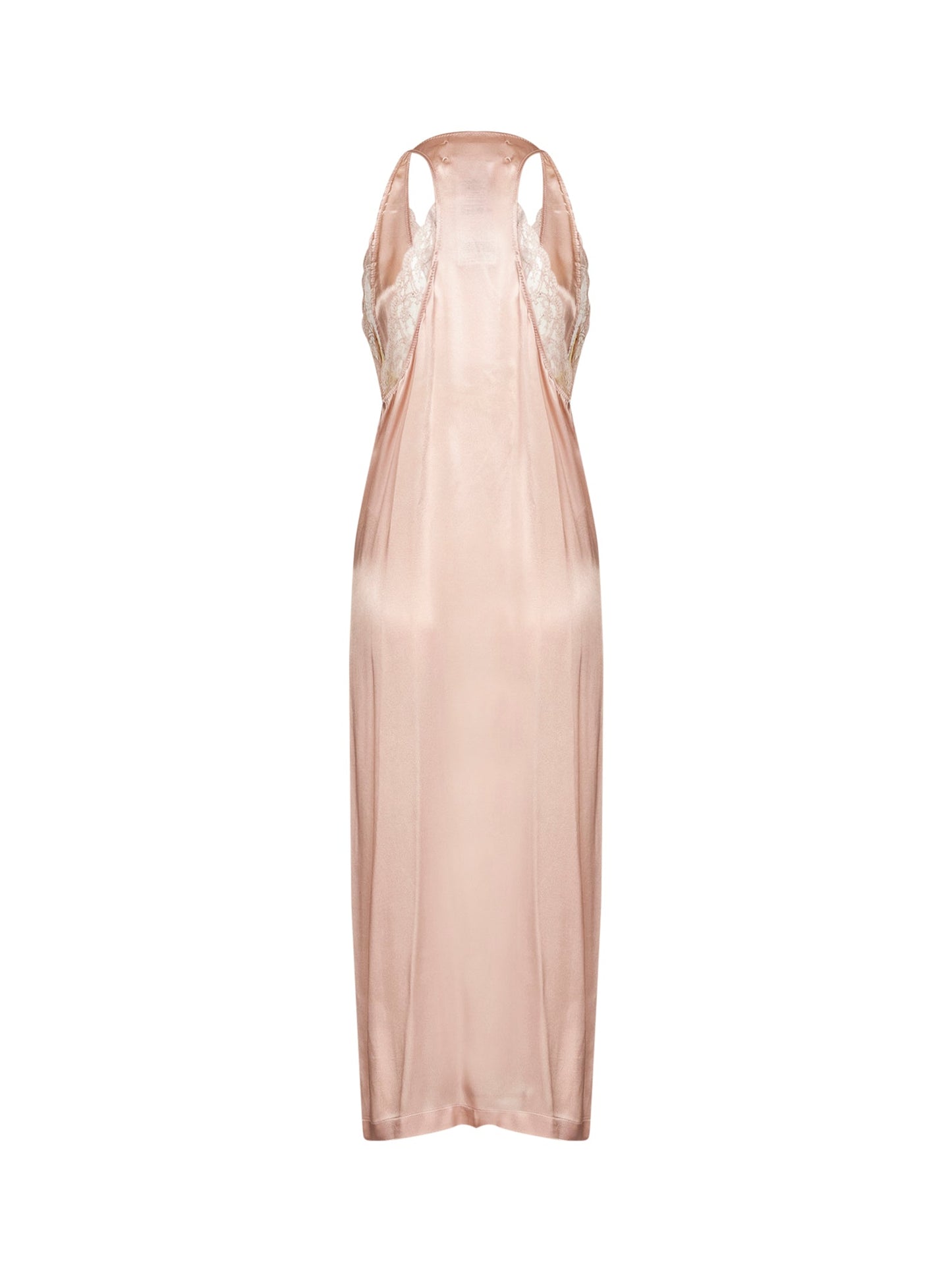 Maison Margiela Women Light Pink Satin And Lace Midi Slip Dress MAISON MARGIELA