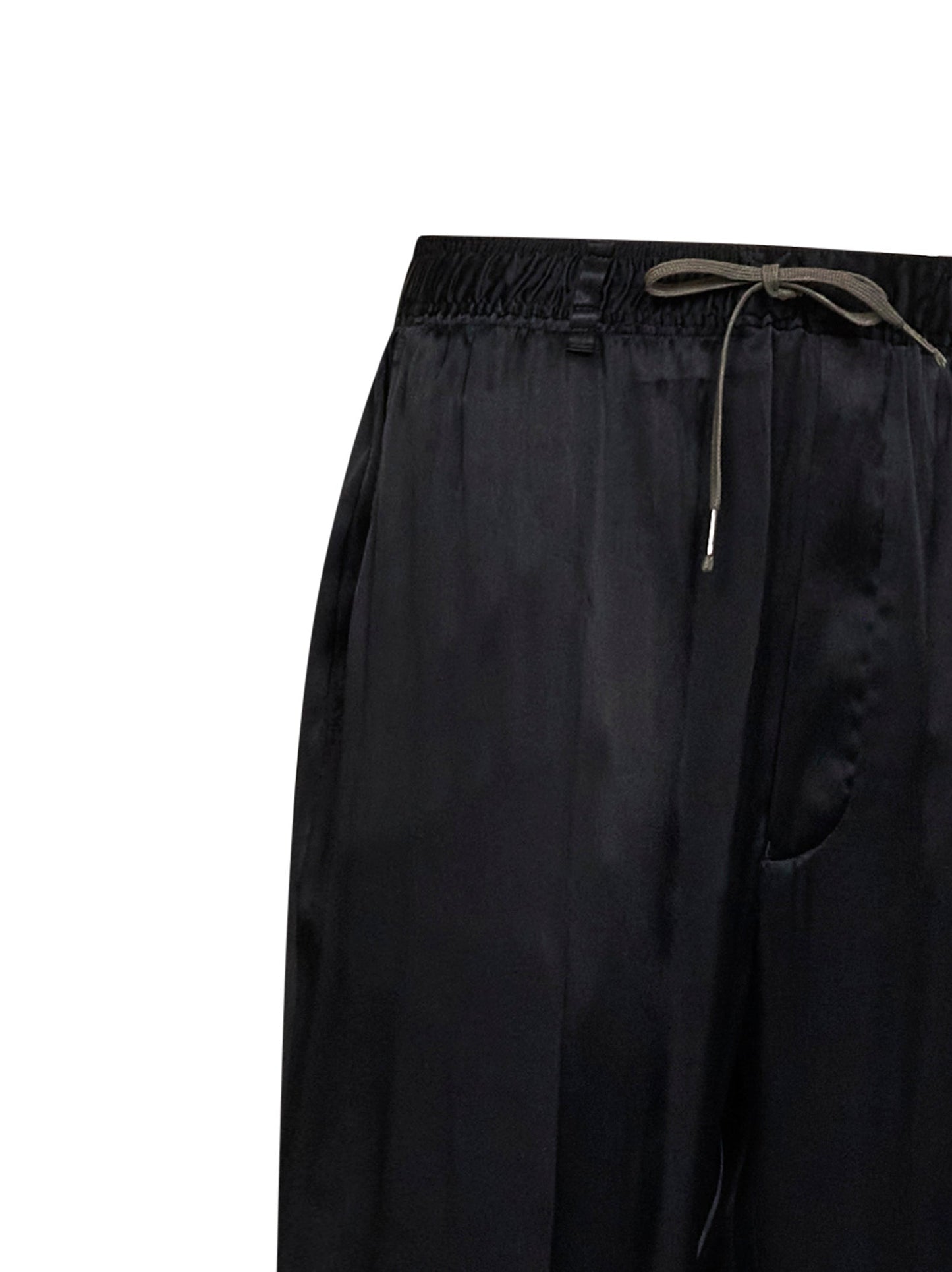 Maison Margiela Women Black Satin Drawstring Trousers MAISON MARGIELA