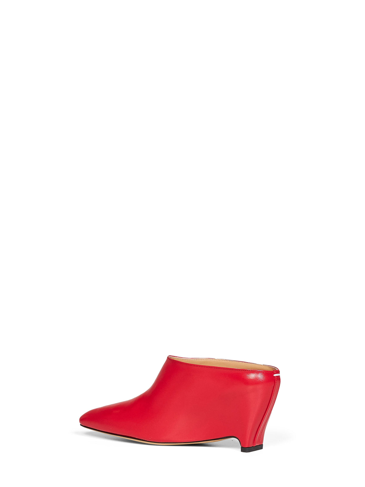 Maison Margiela Women Red Leather Heel-Less Mules MAISON MARGIELA