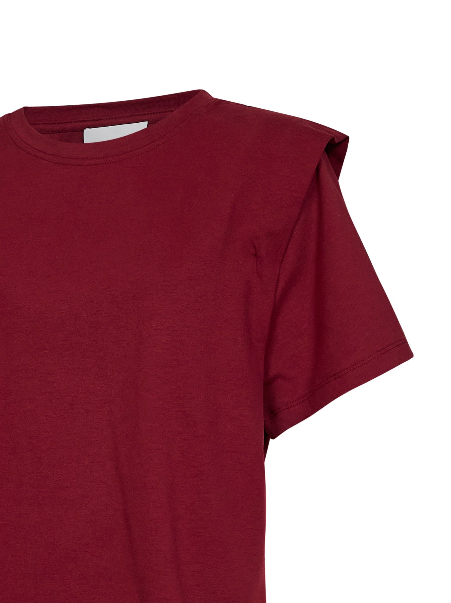 Marant Etoile Women Dark Burgundy Cotton Jersey Zelitos T-Shirt With Shoulder Pads ISABEL MARANT ETOILE