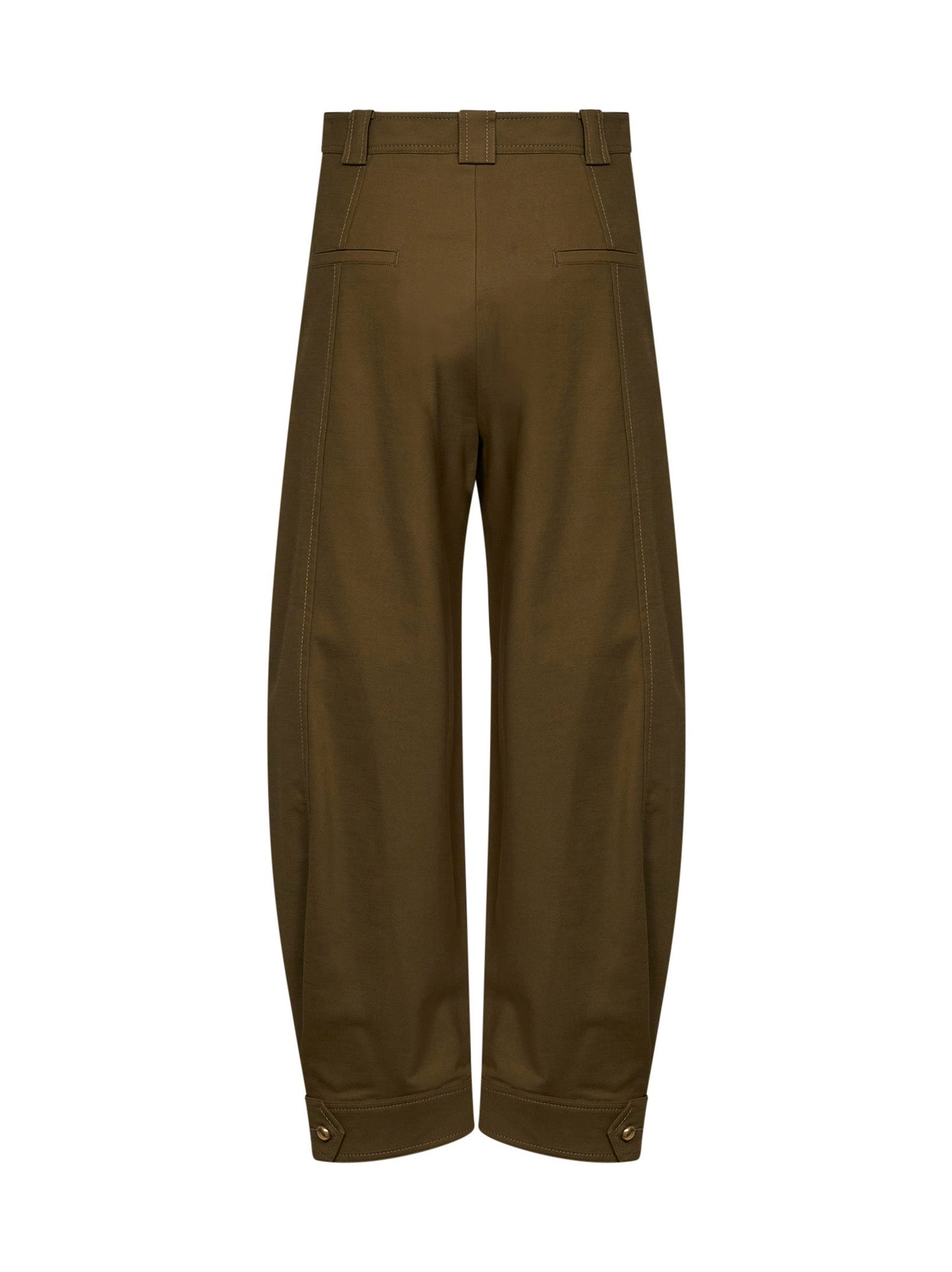 Max Mara Women Khaki Green Stretch Canvas Mxmadorni Barrel-Leg Trousers MAX MARA