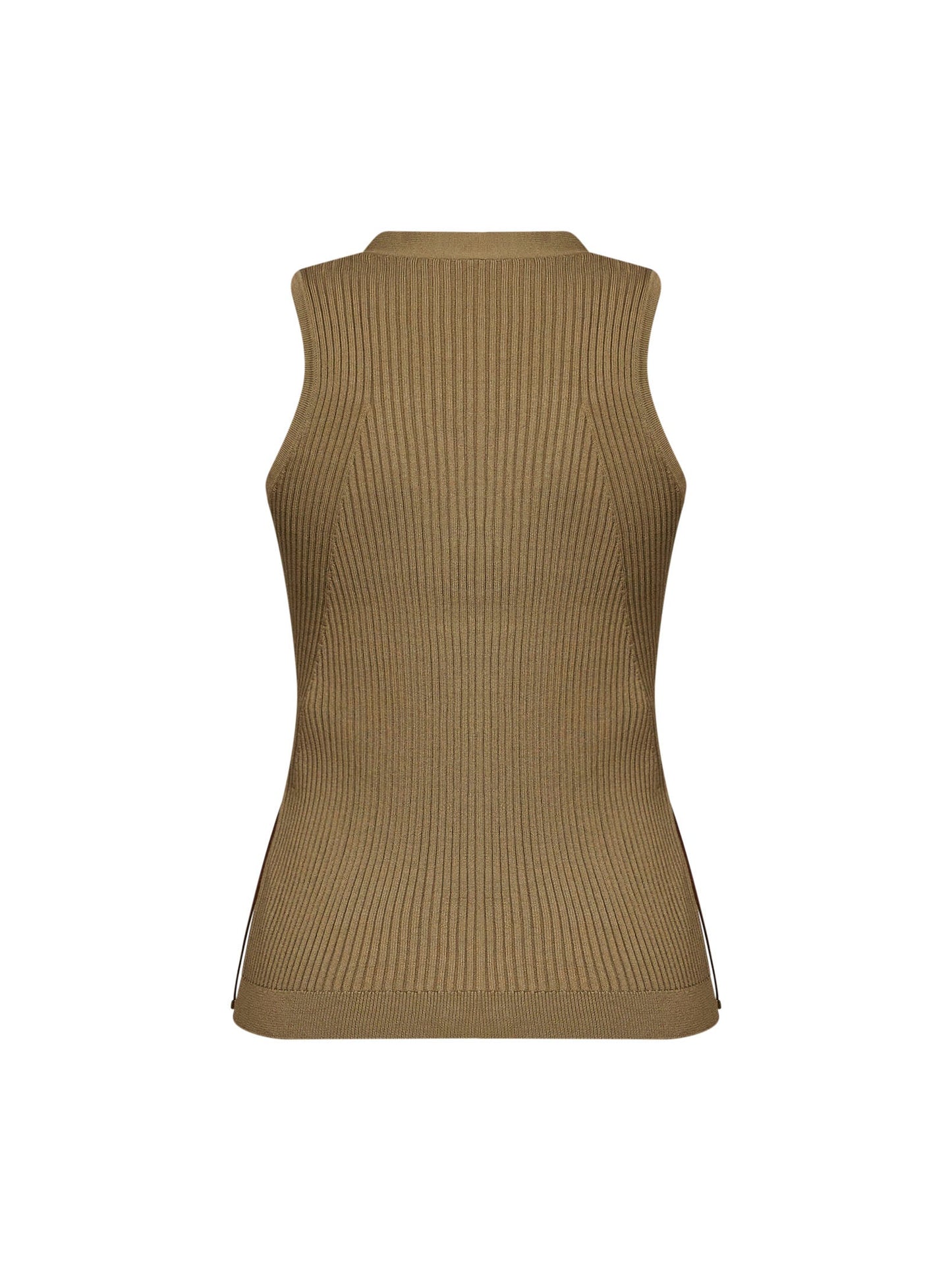 Max Mara Women Khaki Green Ribbed Knit Mxmfiorire Vest MAX MARA