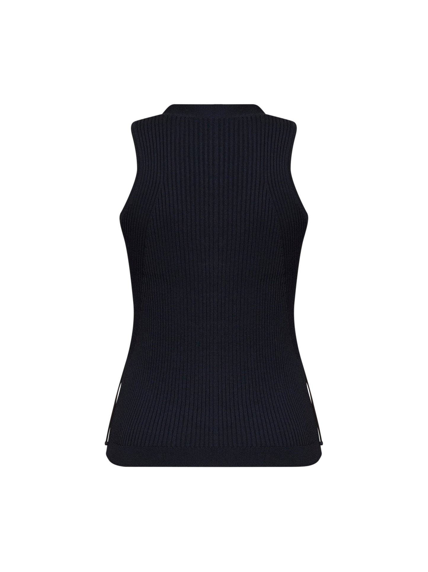 Max Mara Women Navy Blue Ribbed Knit Mxmfiorire Vest MAX MARA