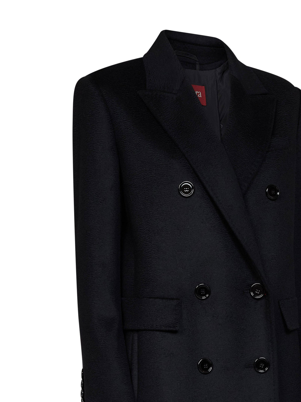 Max Mara Studio Women Black Msteffige Tuxedo-Style Long Coat MAX MARA STUDIO
