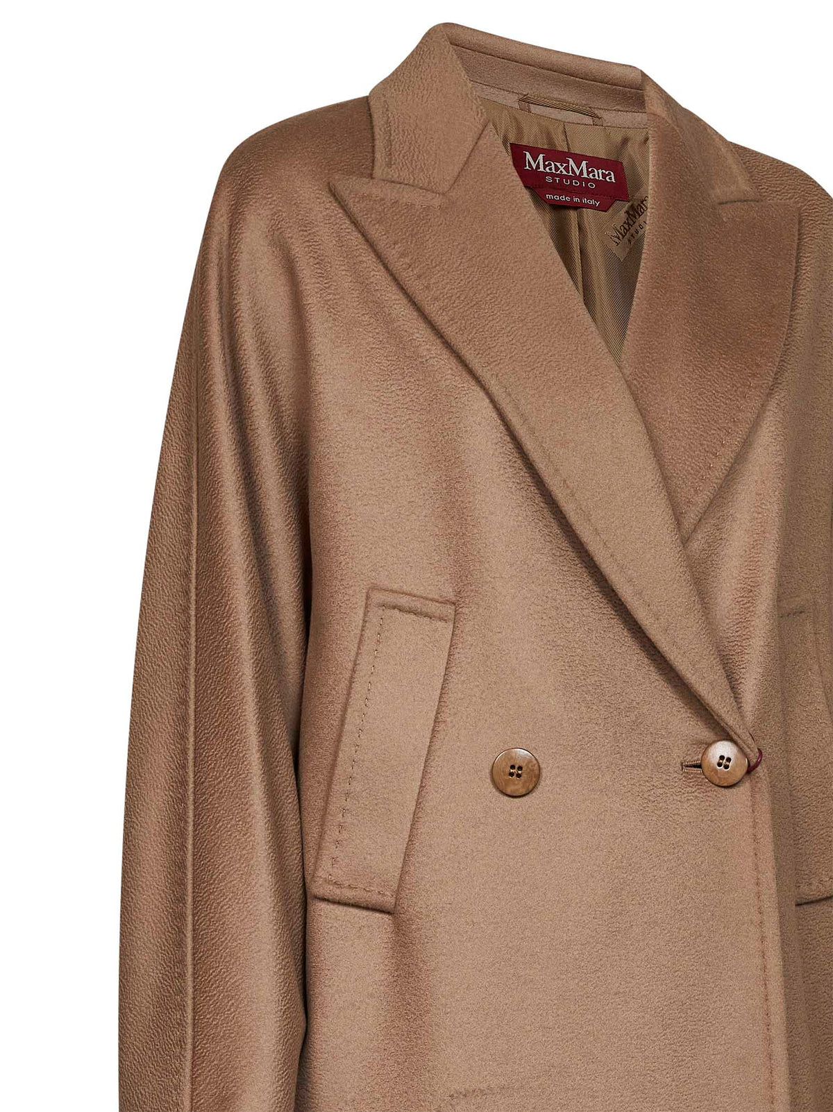 Max Mara Studio Women Camel Mstmastro Double-Breasted Midi Coat MAX MARA STUDIO