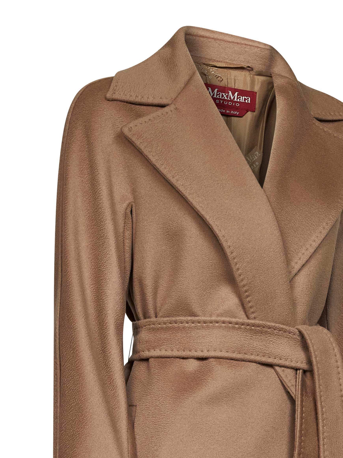 Max Mara Studio Women Camel Mstdravenna Belted Wrap Coat MAX MARA STUDIO