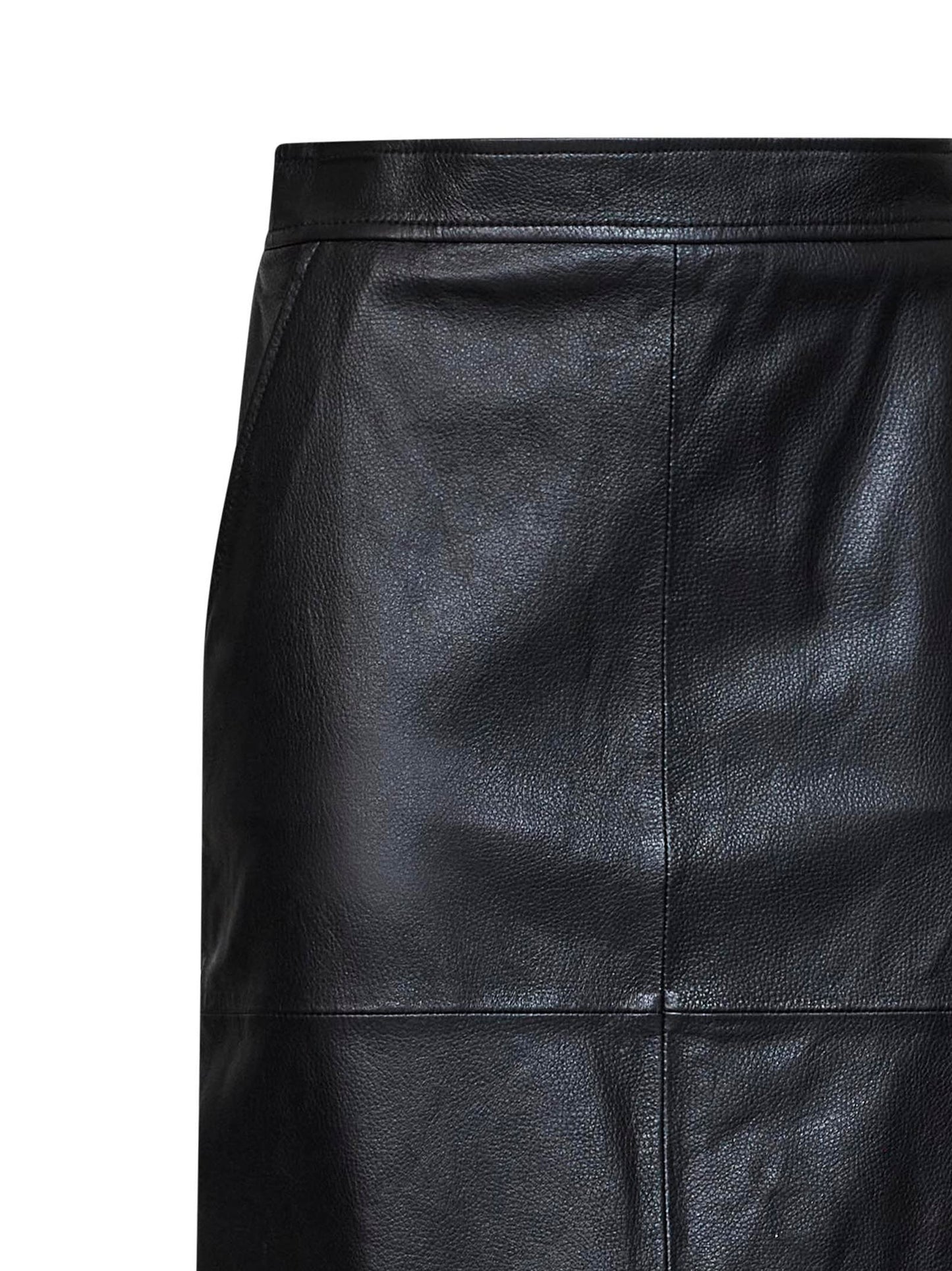 Max Mara Studio Women Black Hammered Nappa Leather Msttimore Pencil Skirt MAX MARA STUDIO