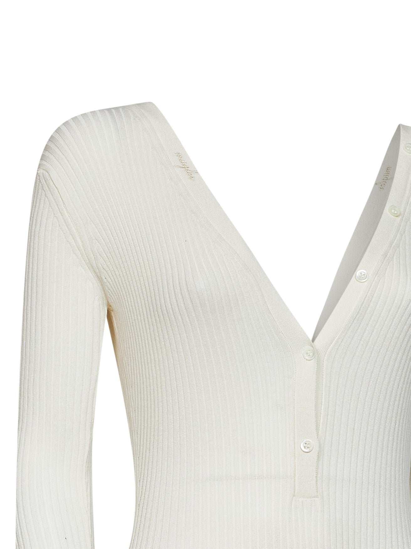 Mugler Women Off-White Ribbed Cotton Bodyshort MUGLER