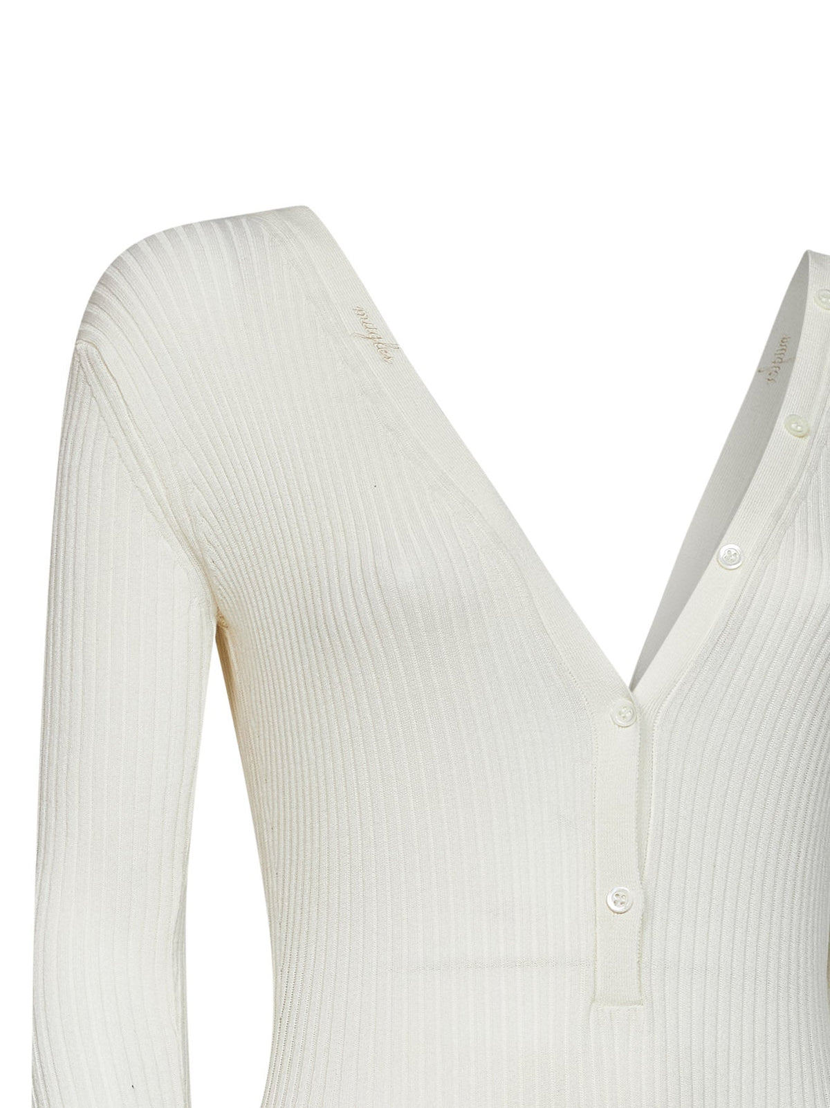 Mugler Women Off-White Ribbed Cotton Bodyshort MUGLER