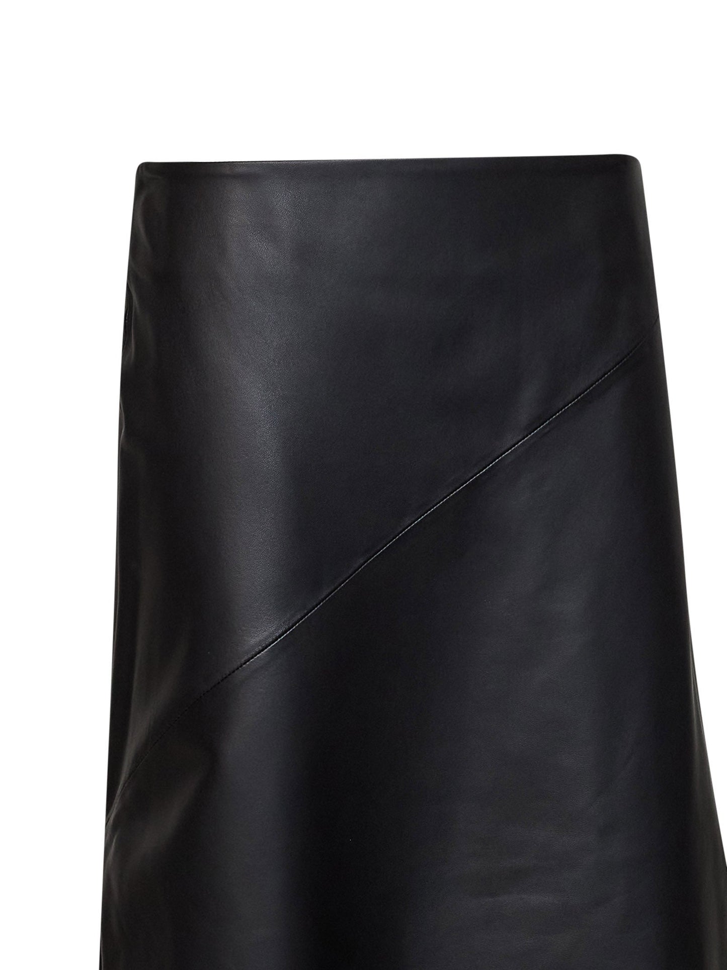 Mugler Women Black Nappa Leather Asymmetric Skirt MUGLER