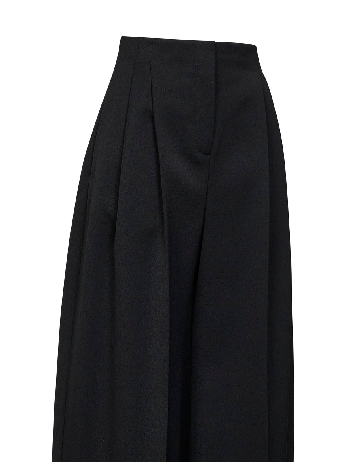Mugler Women Black Wool Wide Leg Pleated Trousers MUGLER