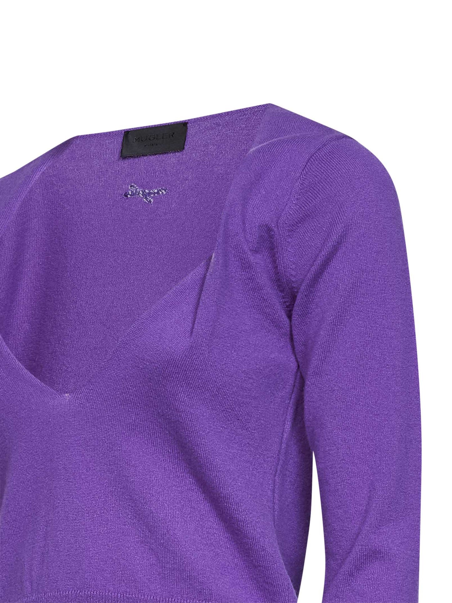 Mugler Women Purple Cashmere Knit V-Neck Top MUGLER