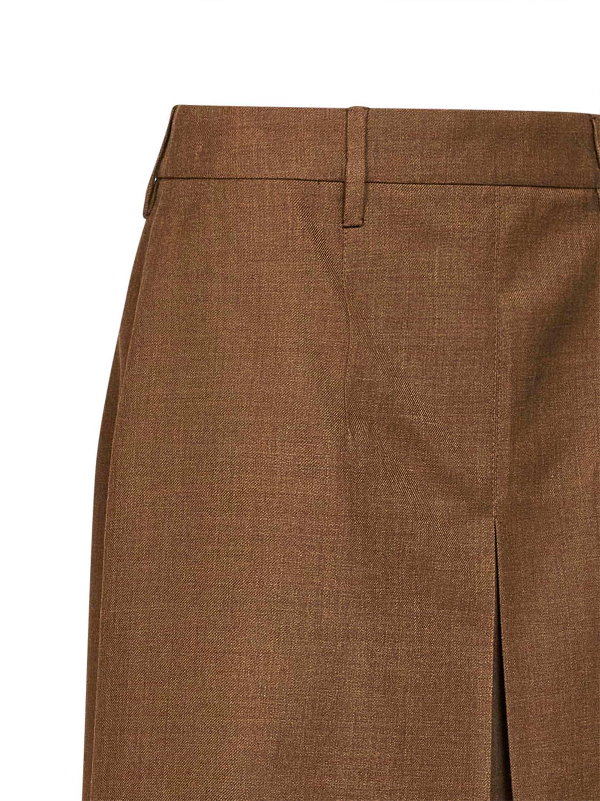 Prada Abbigliamento Women Tobacco Virgin Wool Midi Skirt PRADA