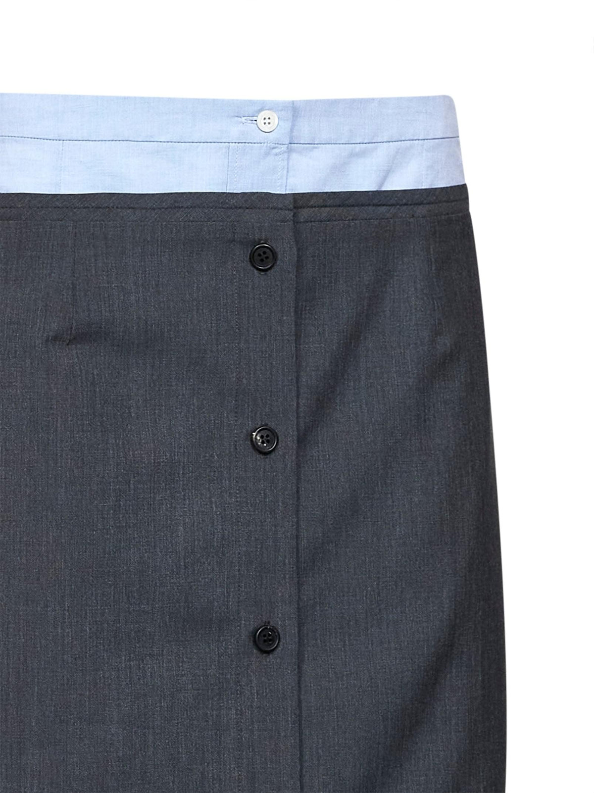 Prada Abbigliamento Women Slate Wool And Mohair Midi Skirt With Shirt-Style Insert PRADA