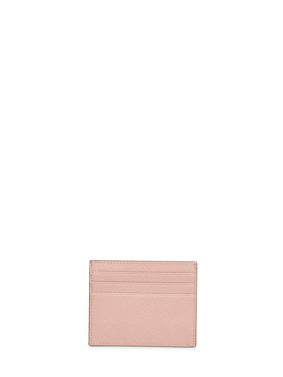 Prada Accessori Pelletteria Women Powder Pink Saffiano Leather Card Holder PRADA
