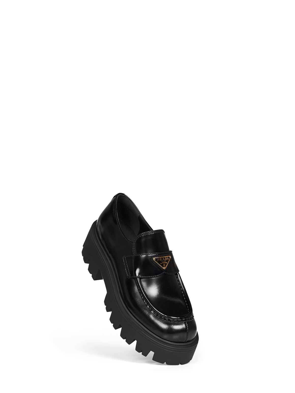 Prada Calzature Women Black Brushed Leather Loafers PRADA