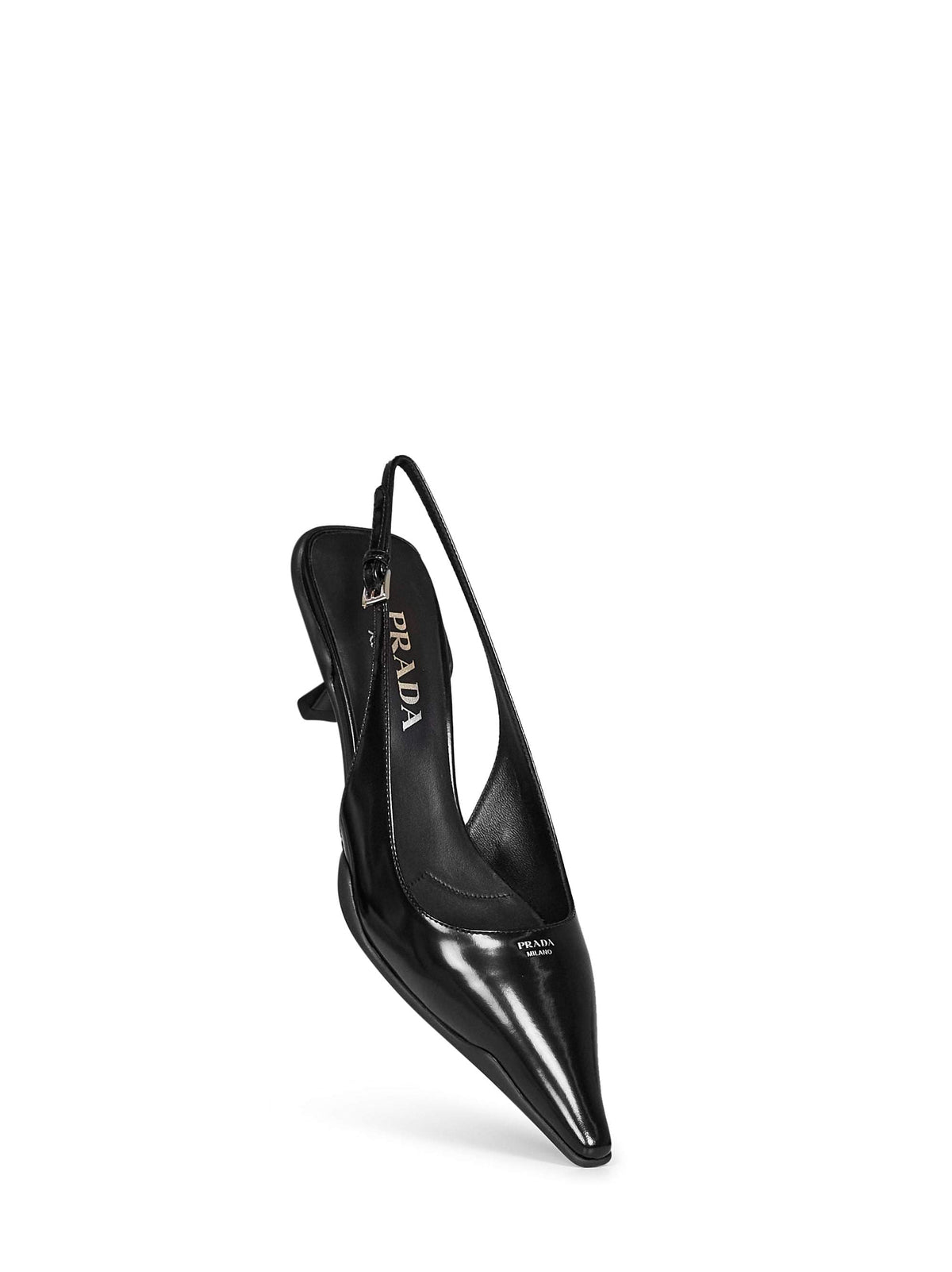 Prada Calzature Women Black Brushed Leather Slingback Pumps PRADA