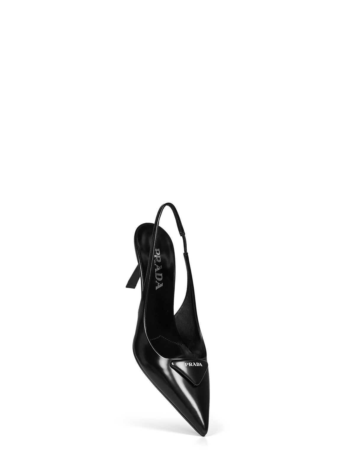 Prada Calzature Women Black Brushed Leather Slingback Pumps PRADA