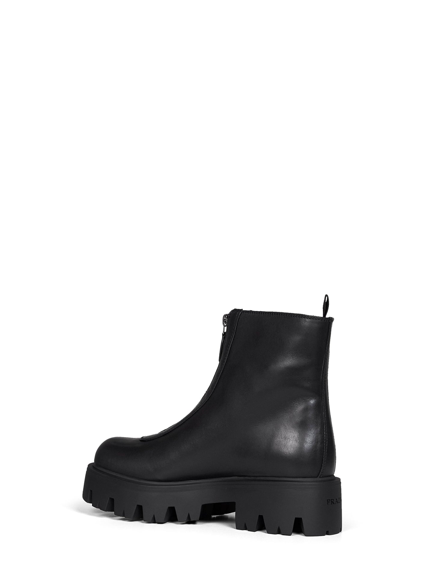 Prada Calzature Women Black Leather Zip-Up Ankle Boots PRADA