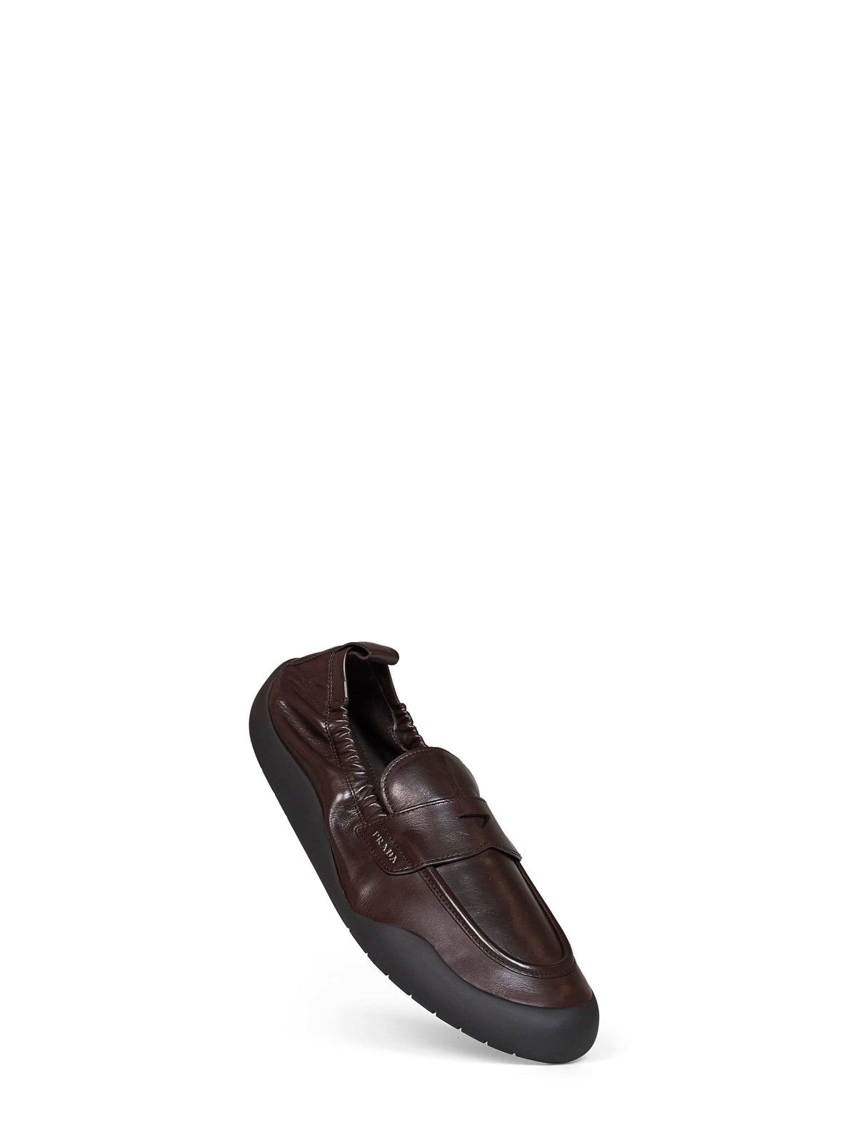 Prada Calzature Men Dark Brown Leather Speedrock Loafers PRADA