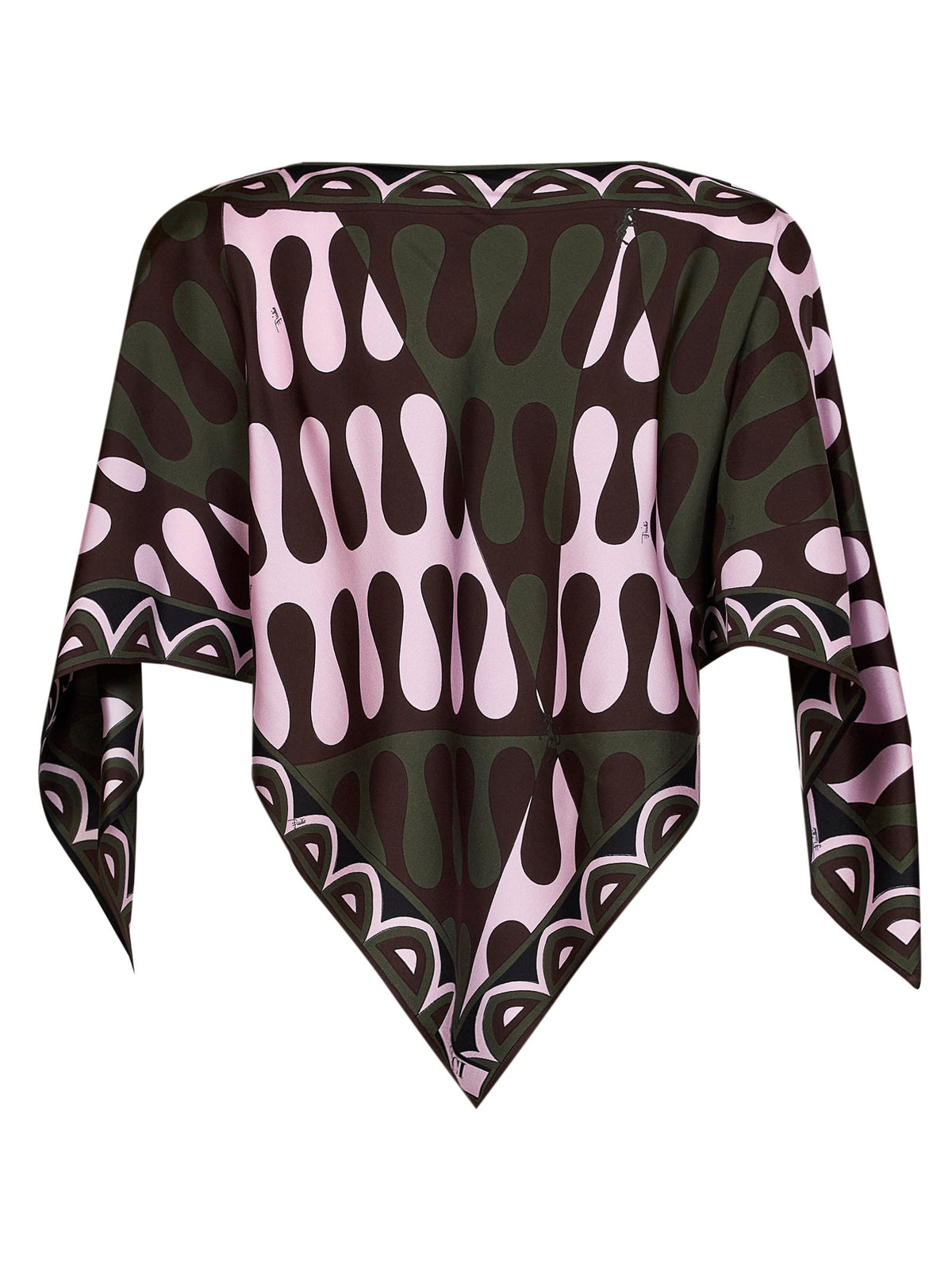 Pucci Women Khaki And Pink Leocorno-Print Silk Twill Kaftan Top PUCCI