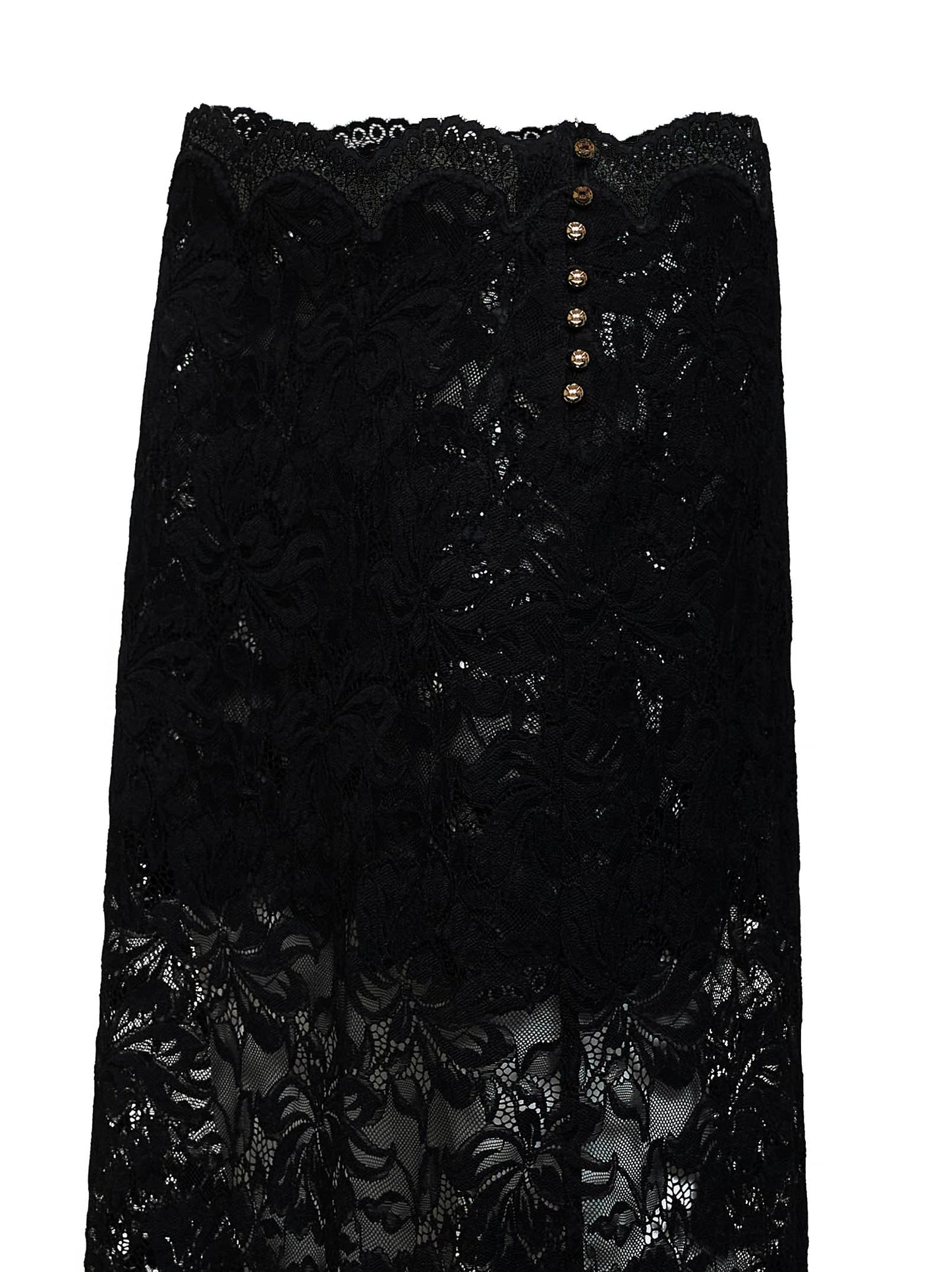 Rabanne Women Black Stretch Floral Lace Midi Skirt PACO RABANNE