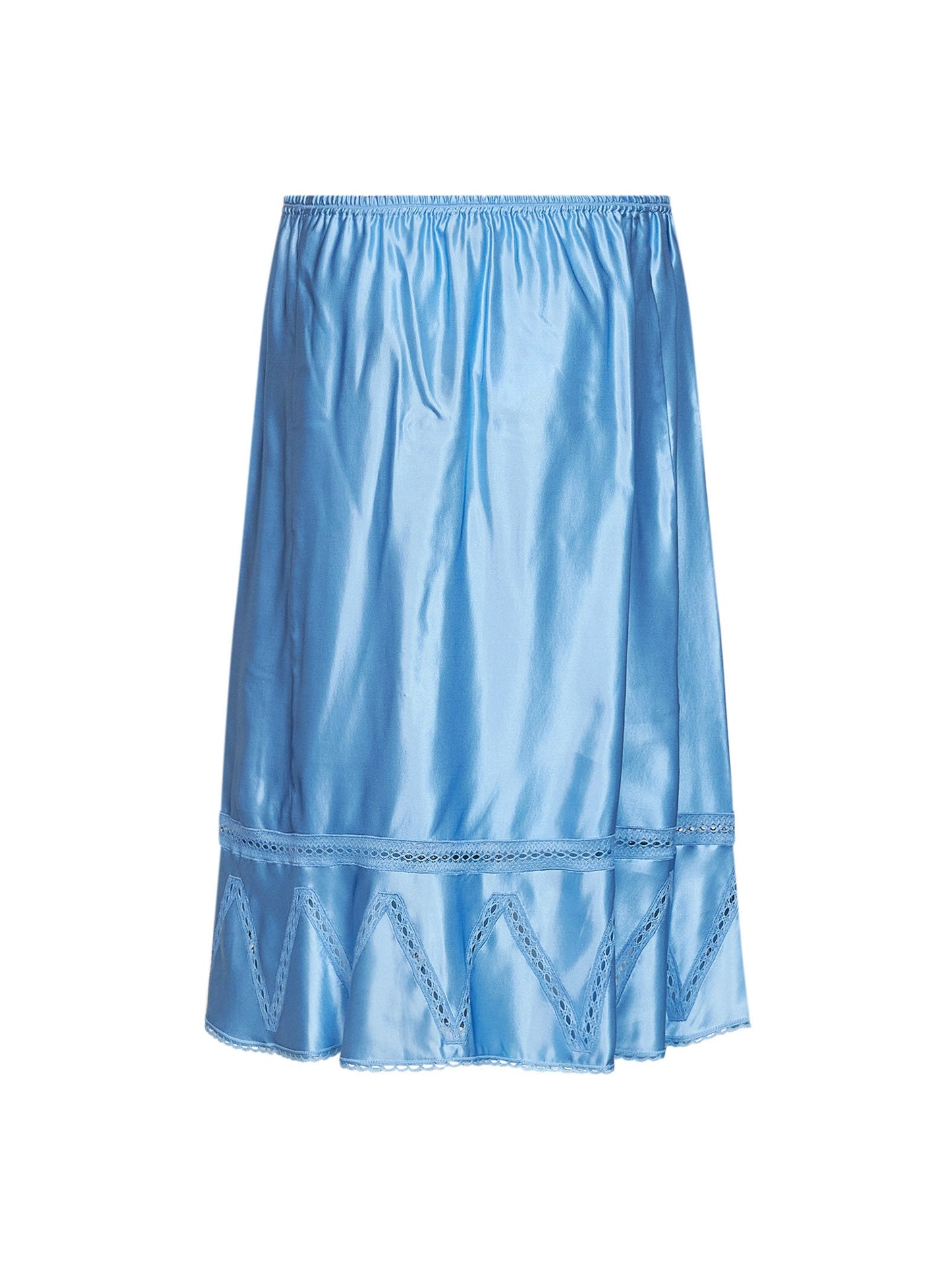 Rabanne Women Sunset Blue Viscose And Silk Satin Midi Skirt With Lace PACO RABANNE