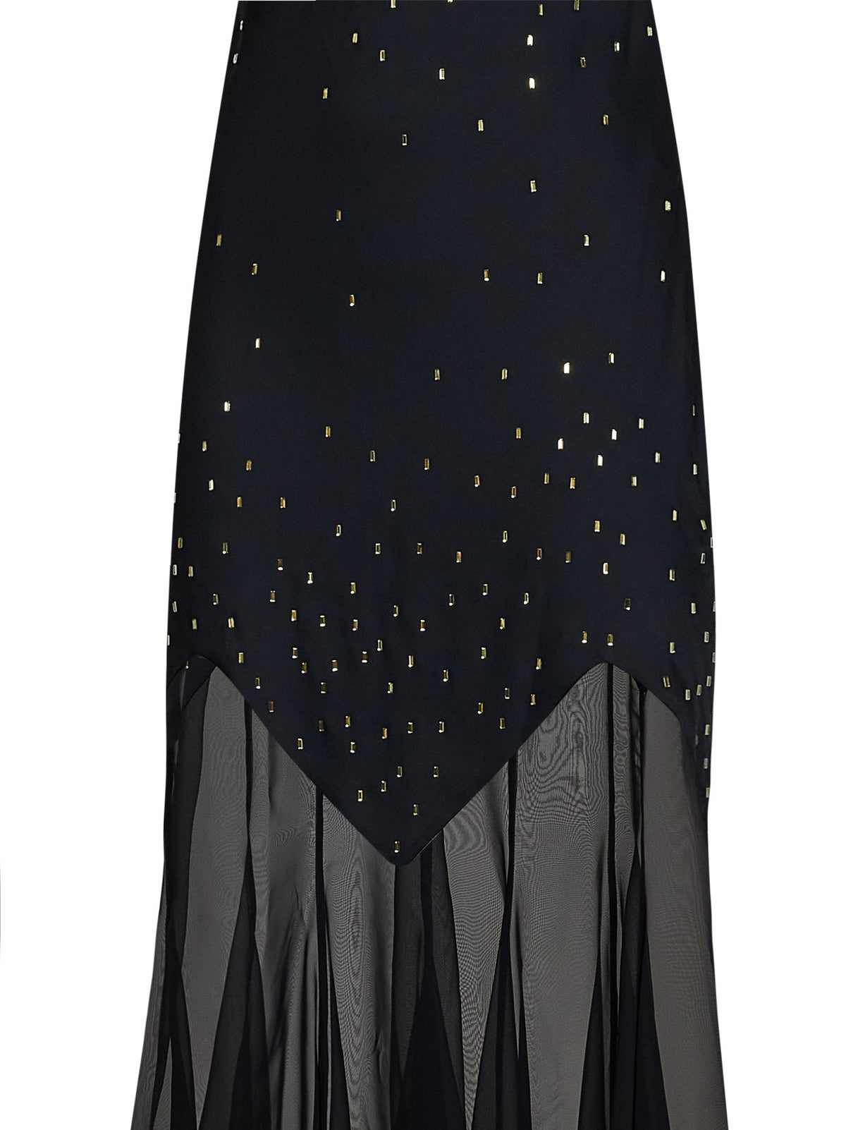 Rabanne Women Black Crystal-Embellished Satin And Sheer Chiffon Long Dress PACO RABANNE