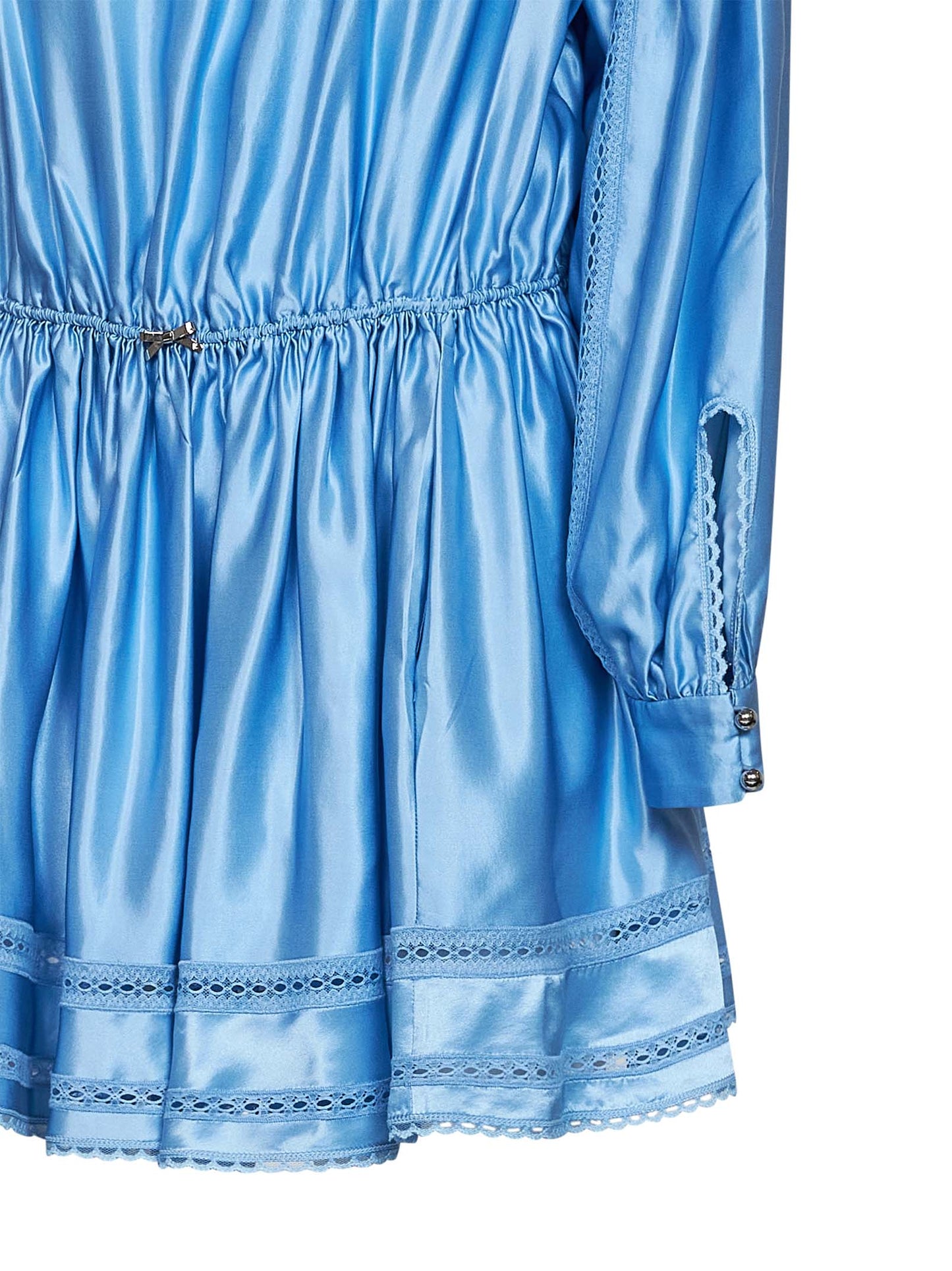 Rabanne Women Sunset Blue Viscose And Silk Satin Mini Dress With Lace PACO RABANNE
