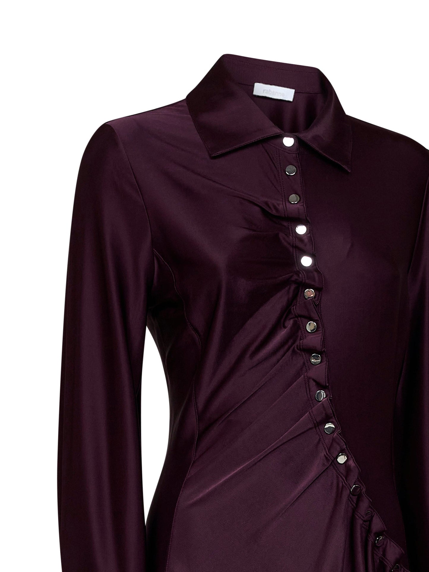Rabanne Women Magenta Purple Jersey Asymmetric Gathered Mini Dress PACO RABANNE