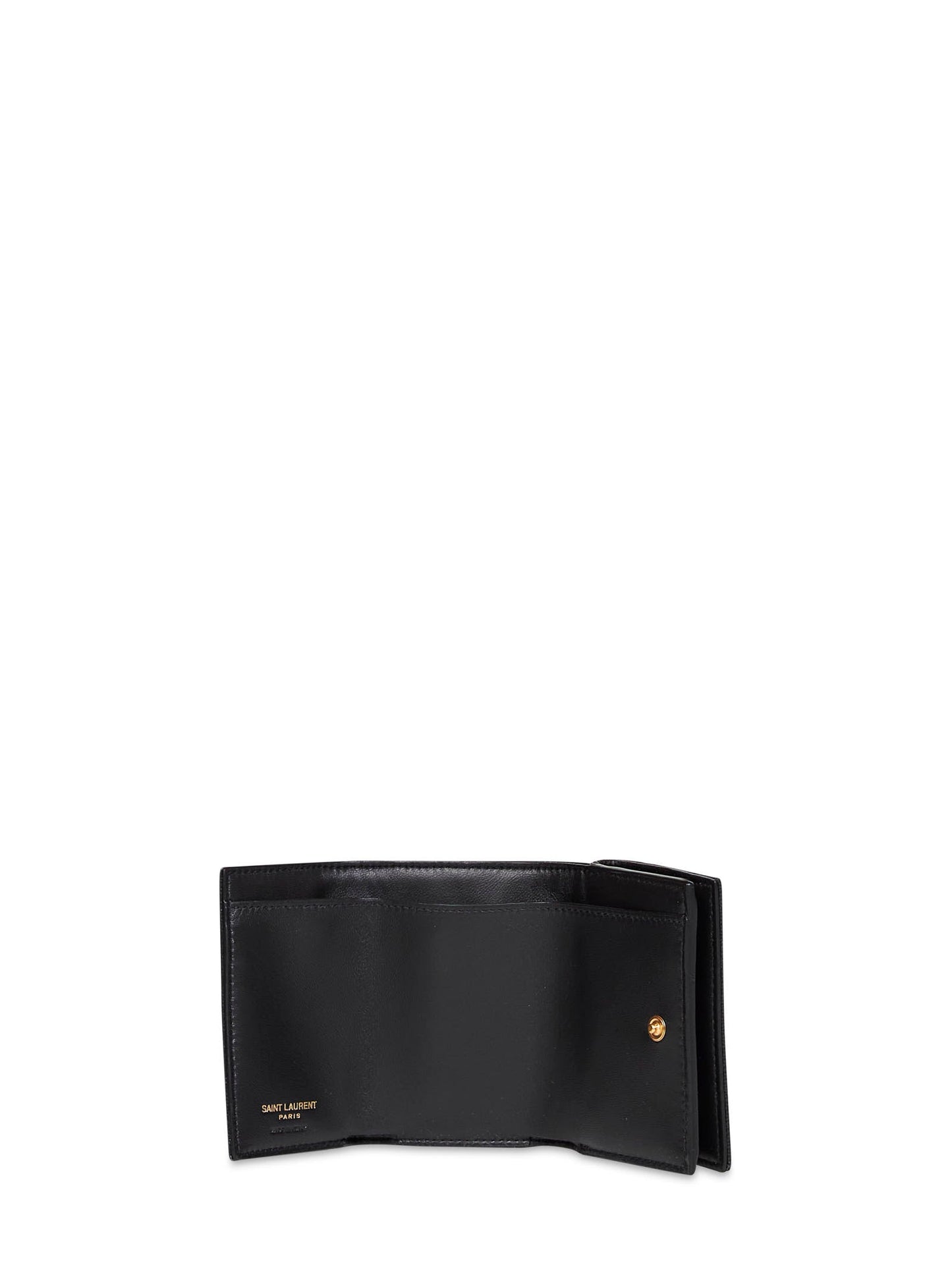 Saint Laurent Women Black Cassandre Origami Tiny Wallet SAINT LAURENT
