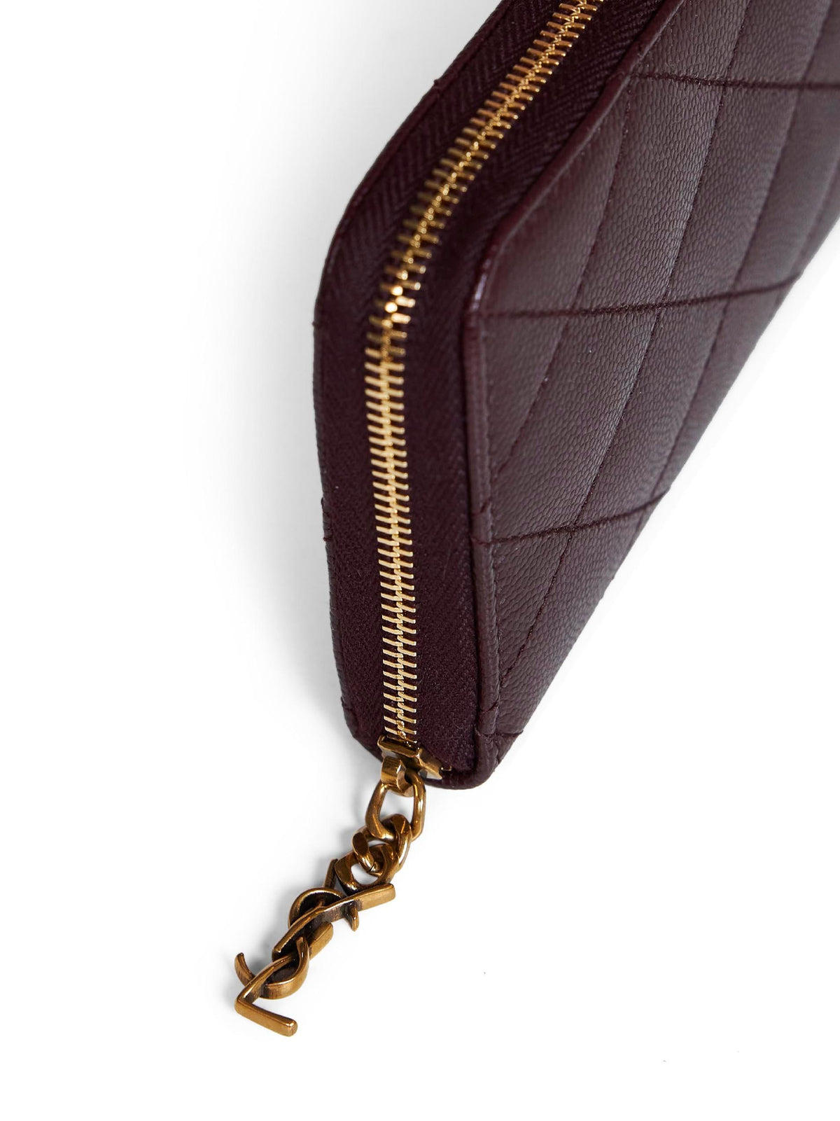 Saint Laurent Women Cabernet Red Cassandre Bijou Zip Around Wallet SAINT LAURENT