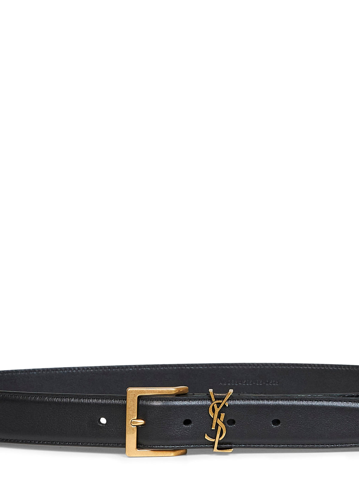 Saint Laurent Men Black Smooth Leather Cassandre Vadim Belt SAINT LAURENT