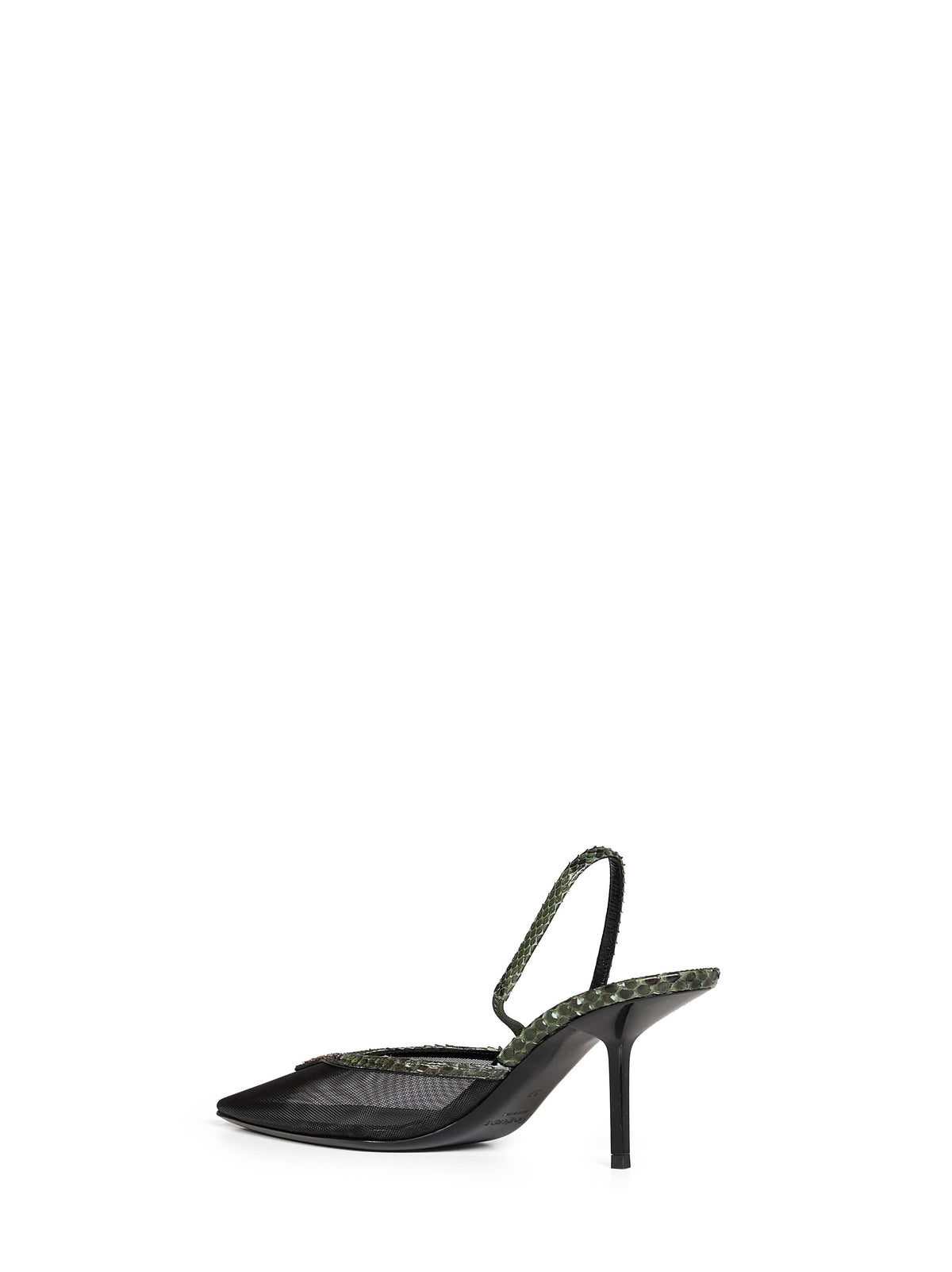 Saint Laurent Women Black And Green Mesh And Python Slingback Pumps SAINT LAURENT
