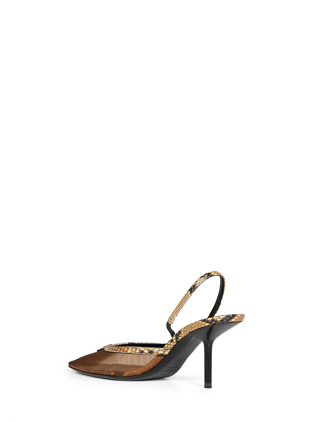 Saint Laurent Women Black And Brown Mesh And Python Slingback Pumps SAINT LAURENT