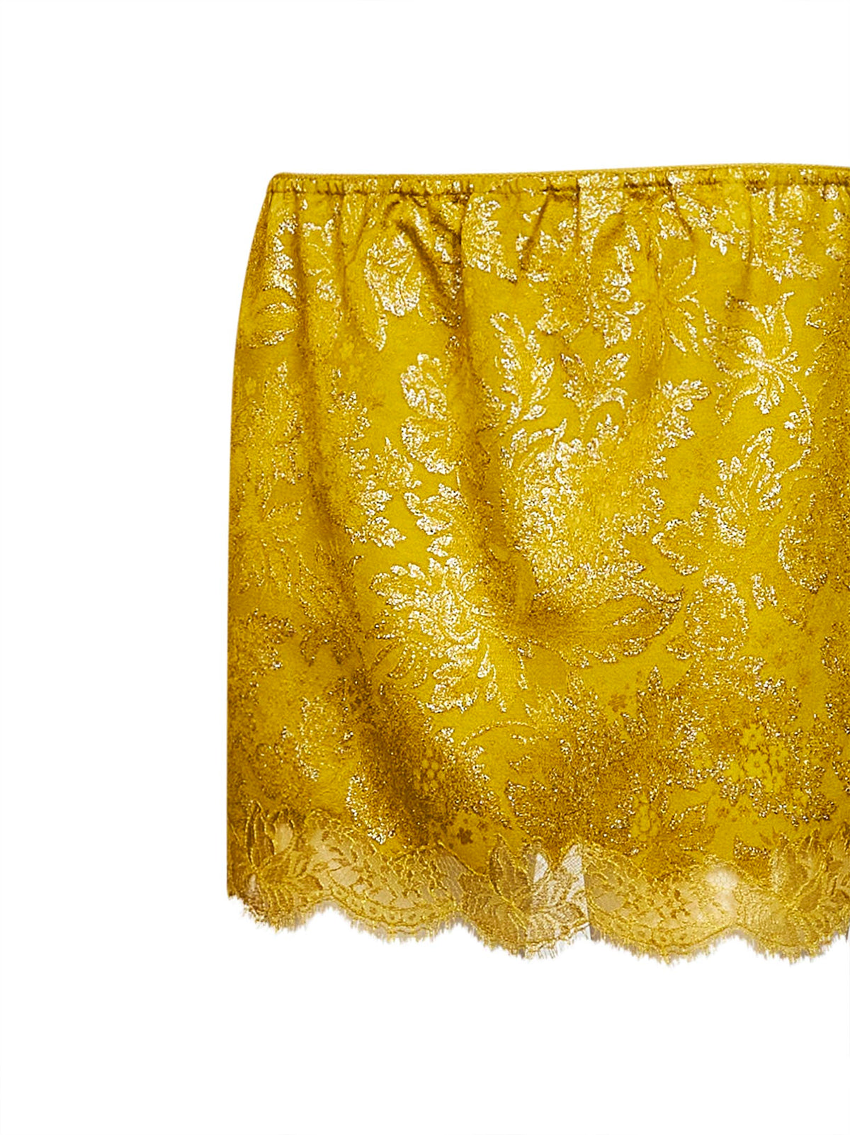 Saint Laurent Women Yellow Jacquard And Lace Baroque Mini Skirt SAINT LAURENT