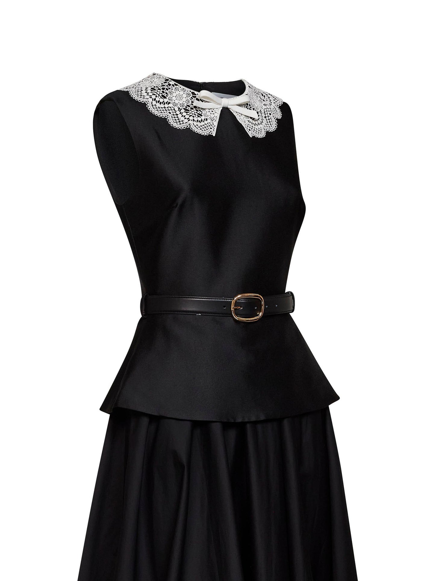 Self Portrait Women Black Taffeta Belted Peplum Midi Dress SELF-PORTRAIT