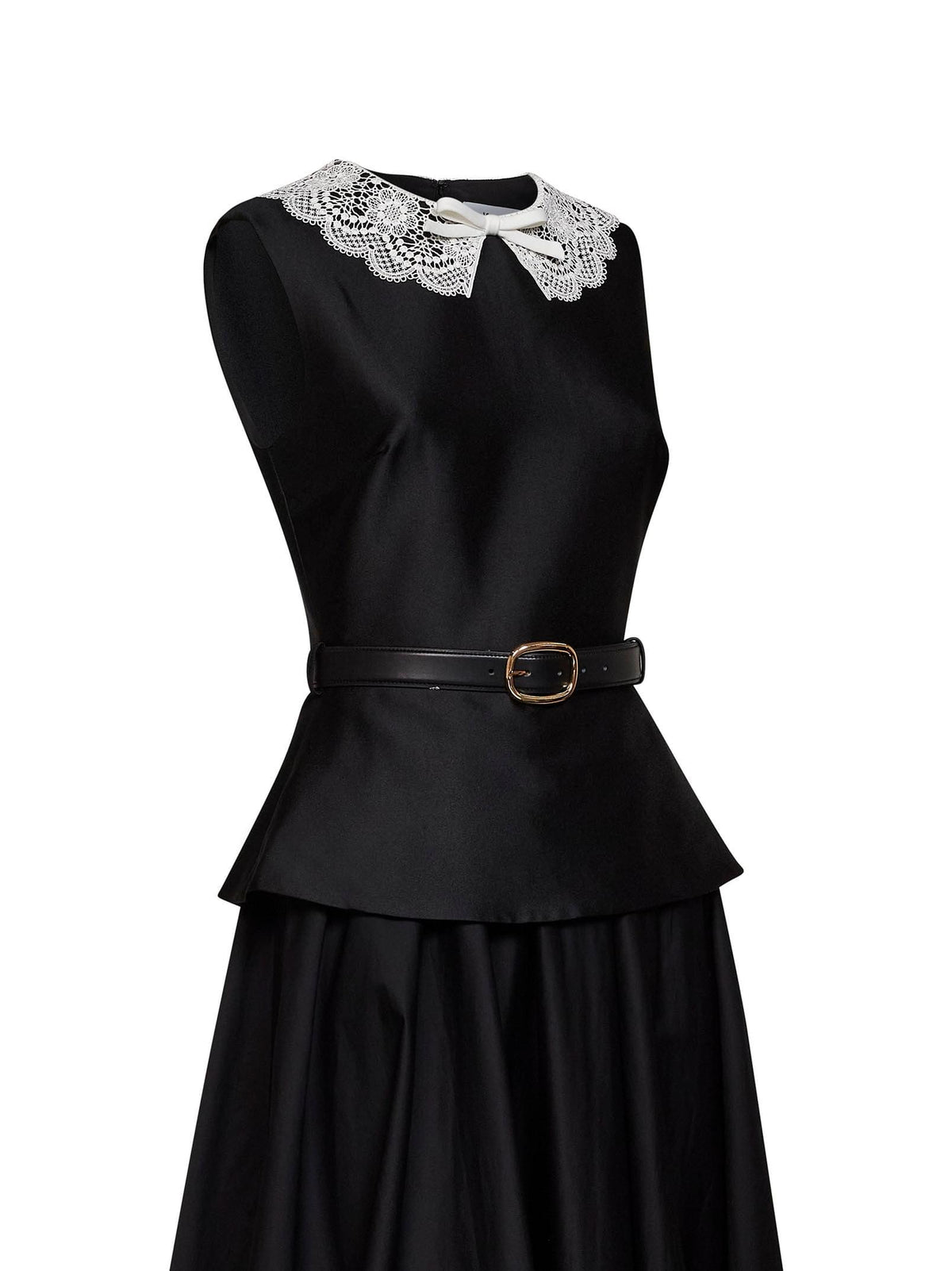 Self Portrait Women Black Taffeta Belted Peplum Midi Dress SELF-PORTRAIT