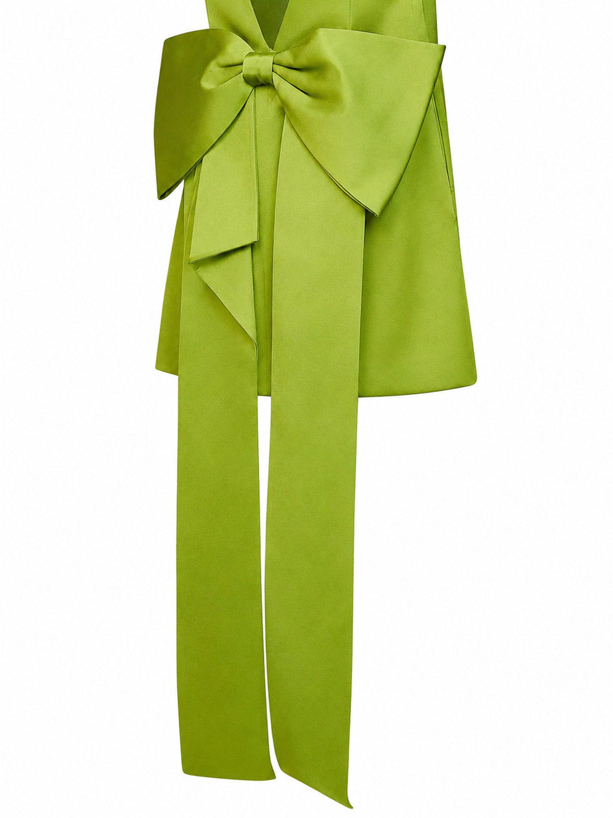 Self Portrait Women Green Satin A-Line Mini Dress With Bow SELF-PORTRAIT