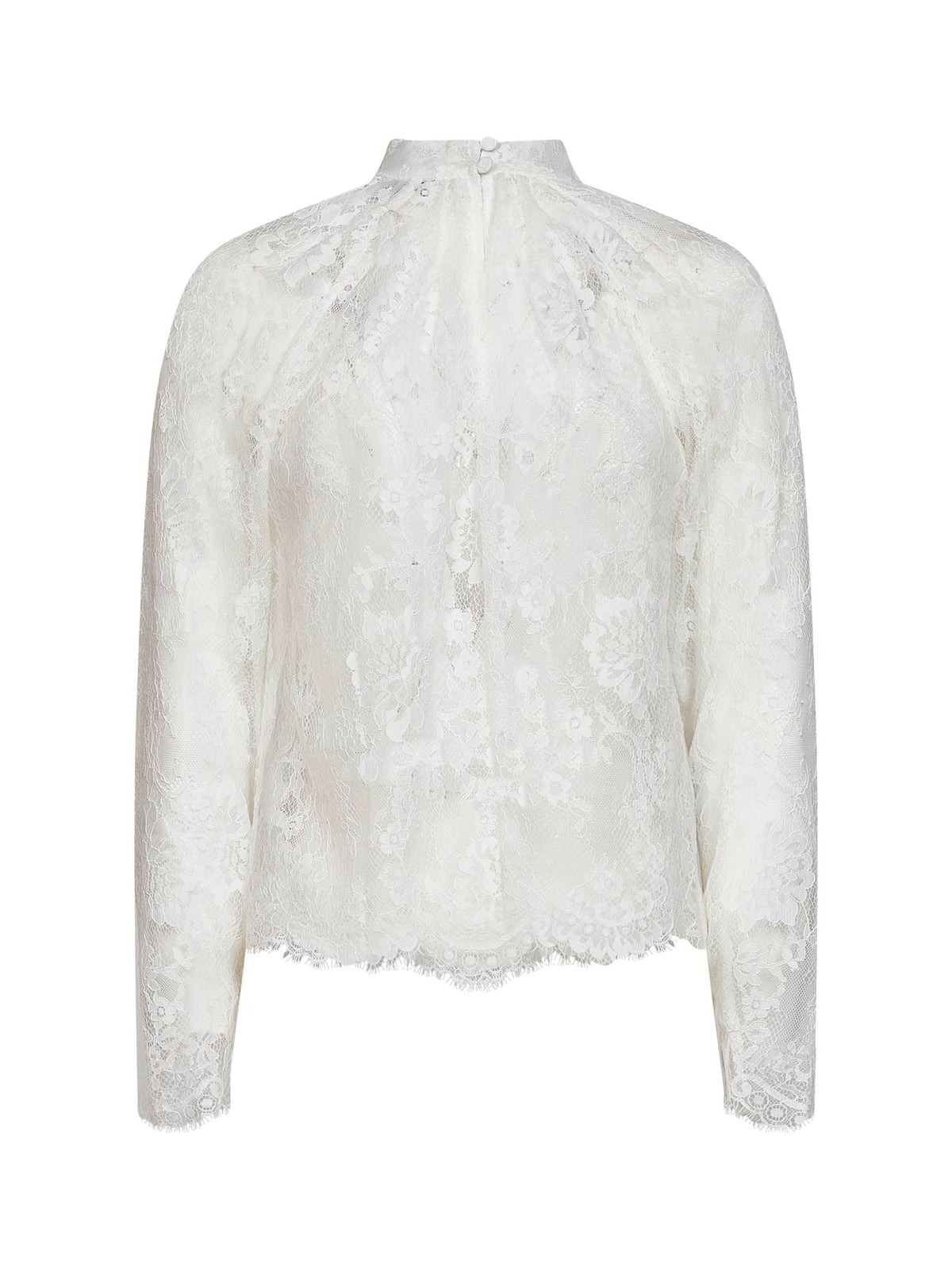 Self Portrait Women White Lace Long-Sleeved Blouse SELF-PORTRAIT