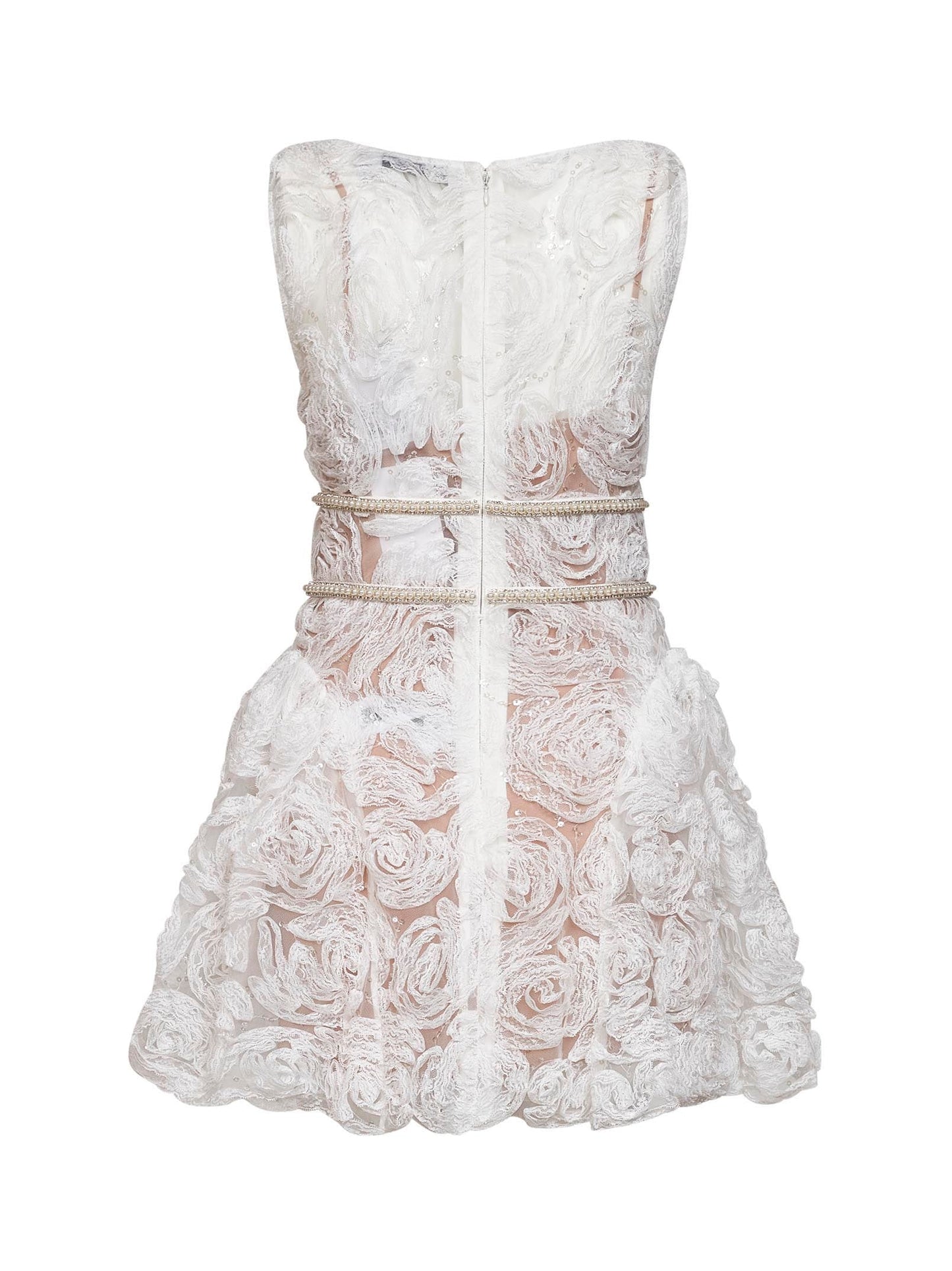Self Portrait Women White Sequin Tulle And Lace Mini Dress SELF-PORTRAIT