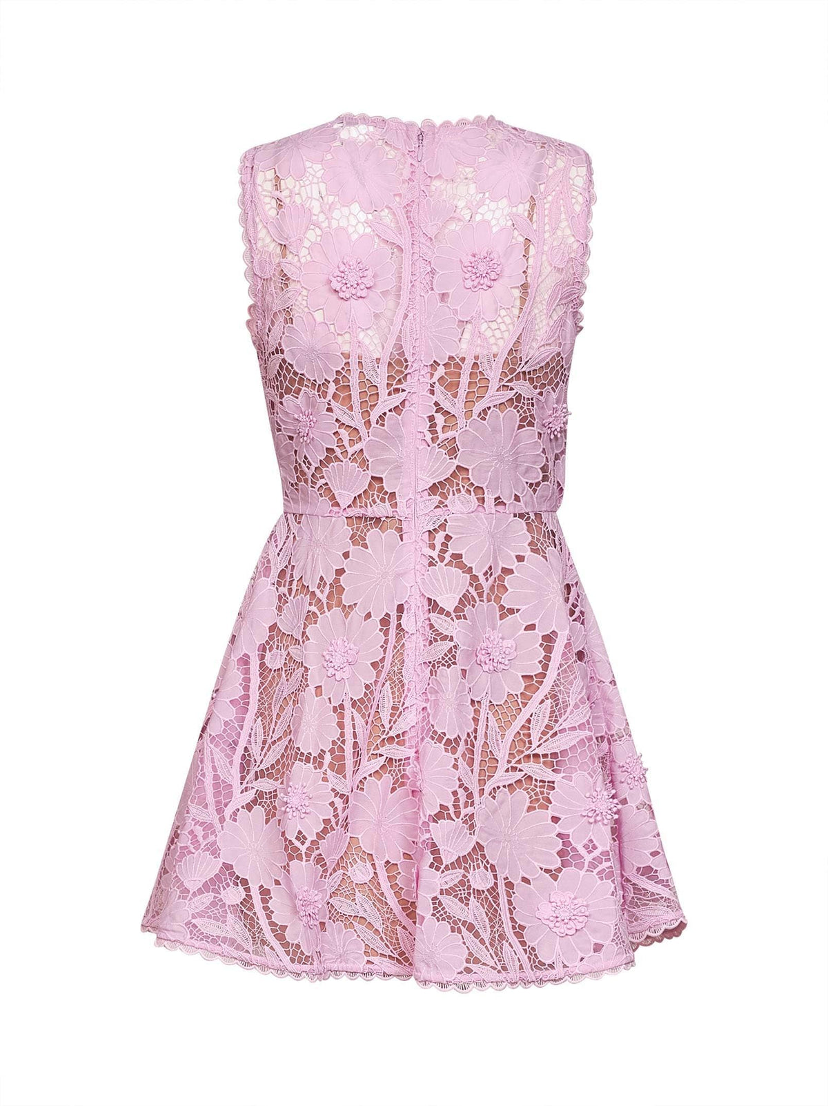 Self Portrait Women Pink Macramé Lace Mini Dress SELF-PORTRAIT