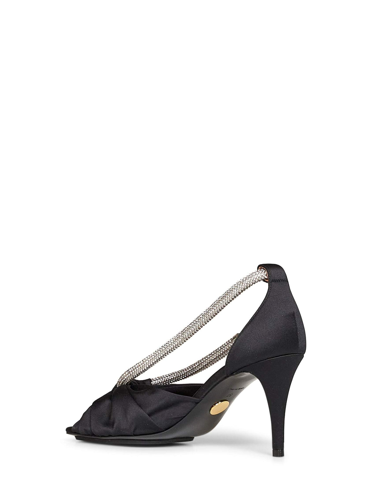 Stella Mccartney Women Black Satin Knotted Sandals With Crystals STELLA MCCARTNEY