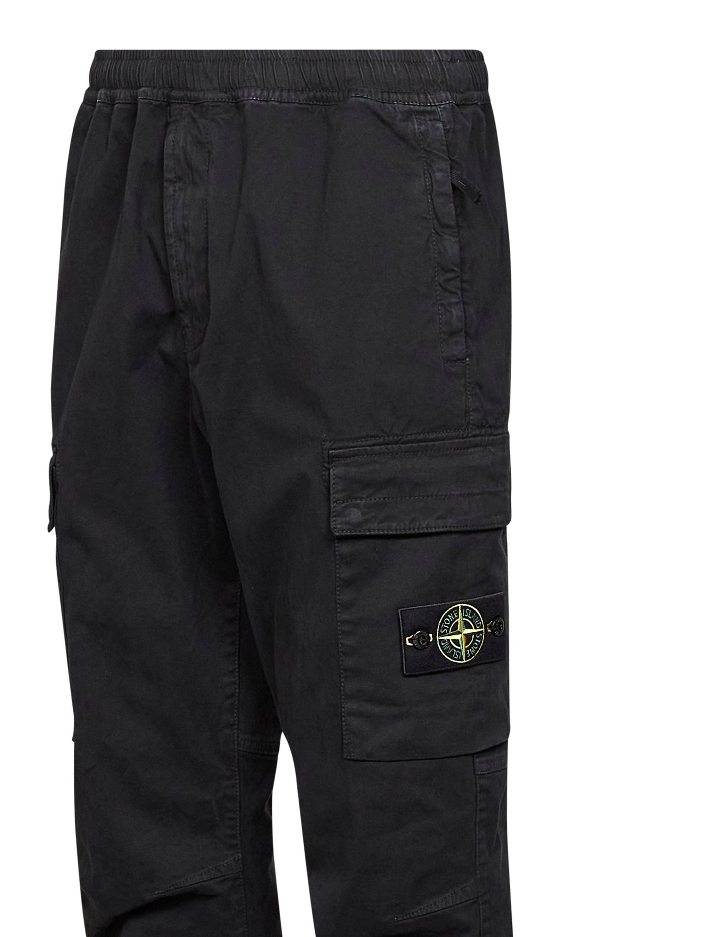 Stone Island Men Black Organic Stretch Broken Twill Cargo Trousers STONE ISLAND