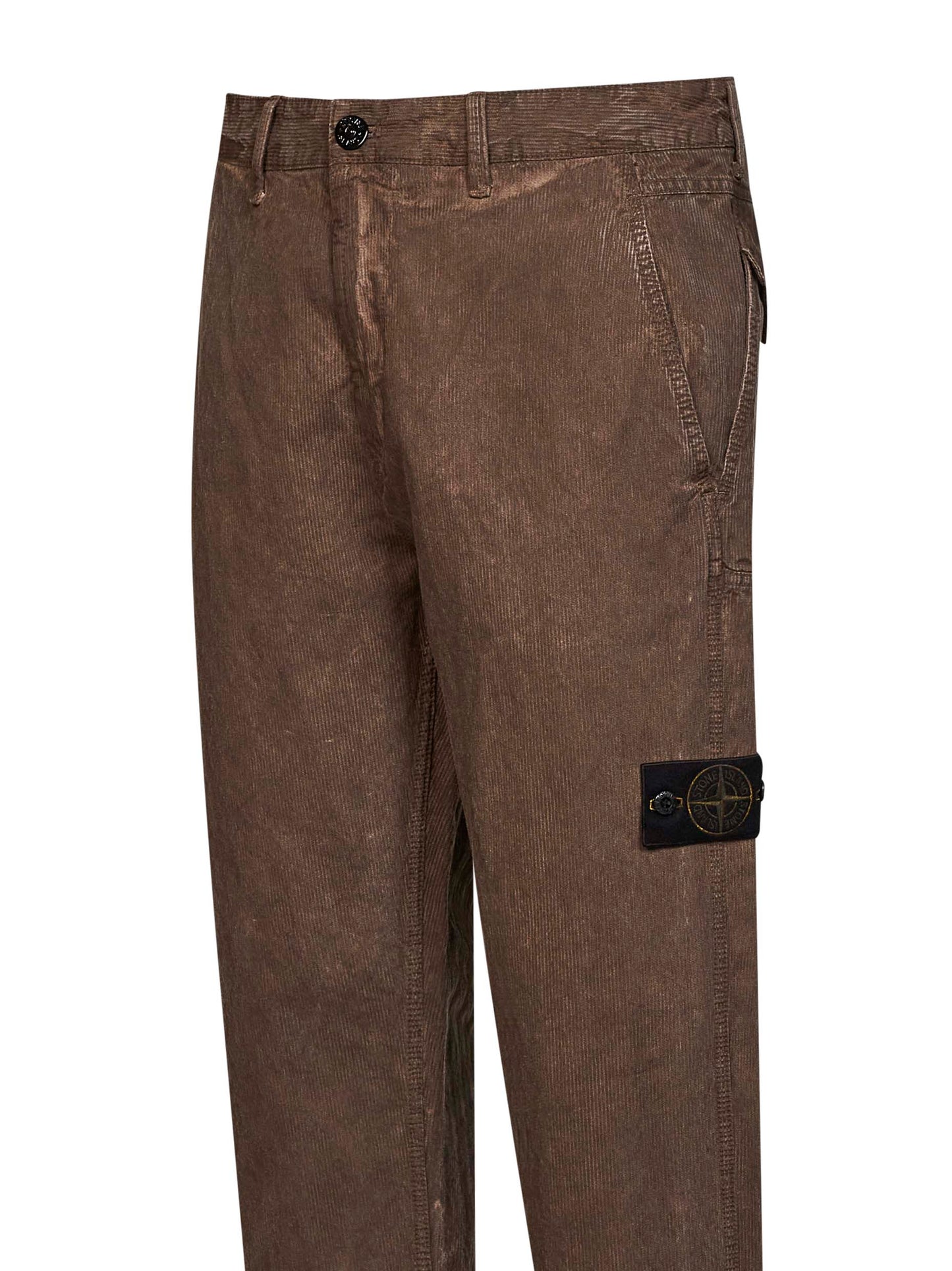 Stone Island Men Lead Grey Straight-Leg Corduroy Trousers STONE ISLAND