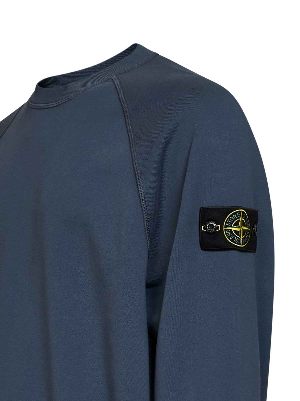 Stone Island Men Slate Blue Cotton Crewneck Sweatshirt STONE ISLAND