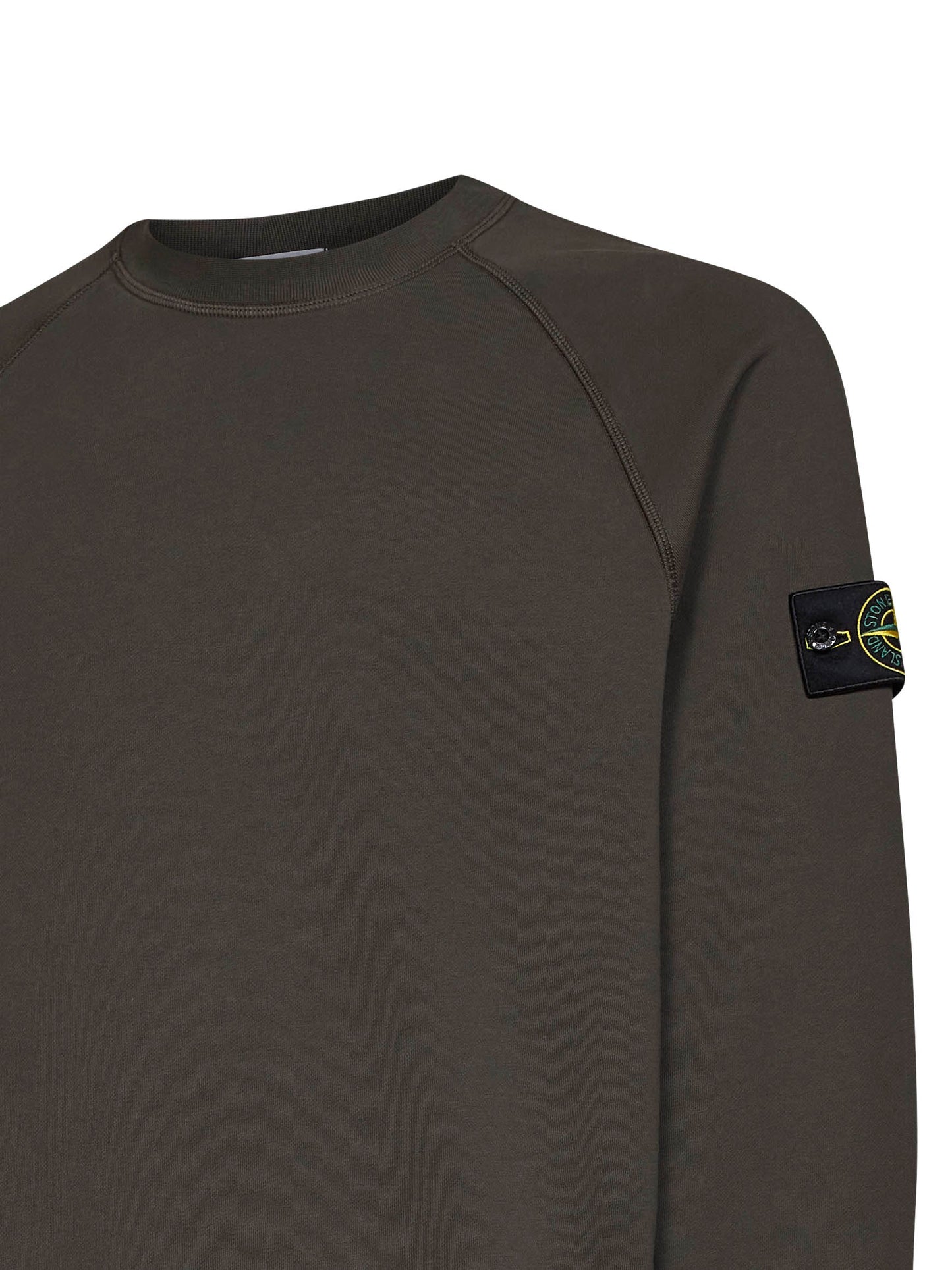 Stone Island Men Coal Grey Cotton Crewneck Sweatshirt STONE ISLAND