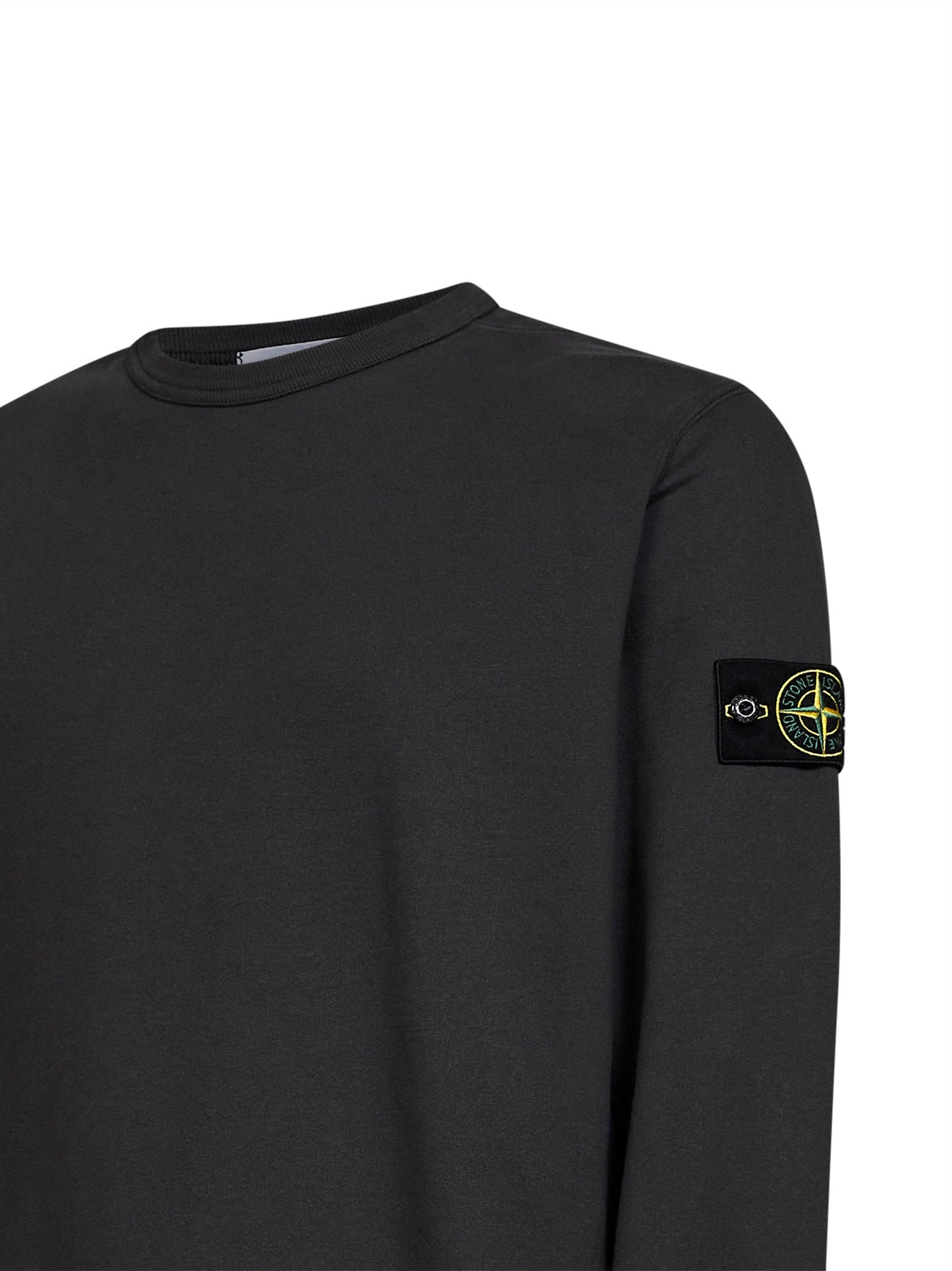 Stone Island Men Lead Grey Organic Stretch Cotton Crewneck Sweatshirt STONE ISLAND